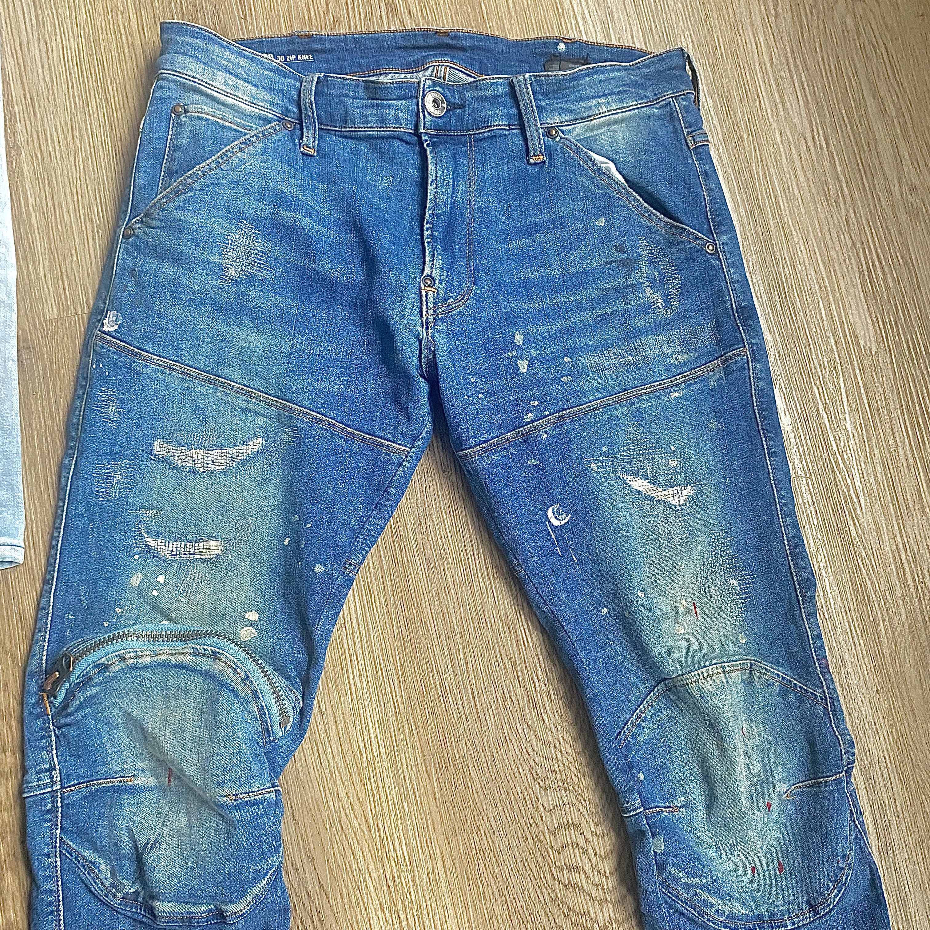 G-Star Paint splattered dark blue G star jeans men 33x32 Size US 33 - 2 Thumbnail