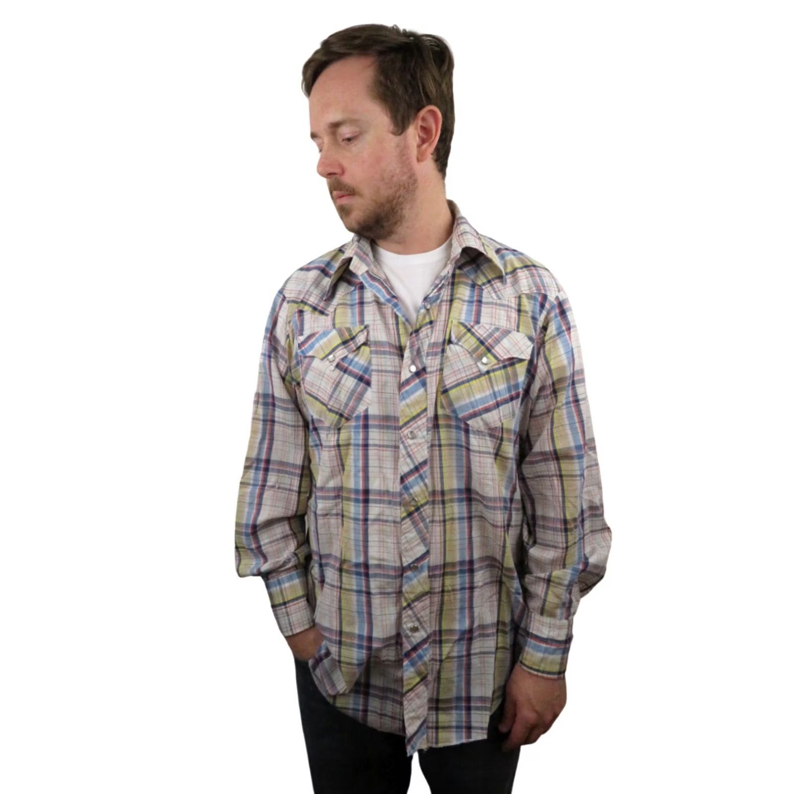 Vintage Vintage H Bar C Western Pearl Snap Shirt Men’s Large Plaid Long Sleeve Cowboy 70s 80s Rodeo Size US L / EU 52-54 / 3 - 2 Thumbnail