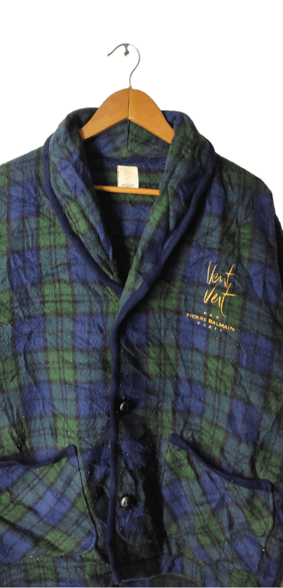 Pierre Balmain PIERRE BALMAIN VENT VENT CHECKERED FLEECE BUTTON JACKET Size M / US 6-8 / IT 42-44 - 4 Thumbnail