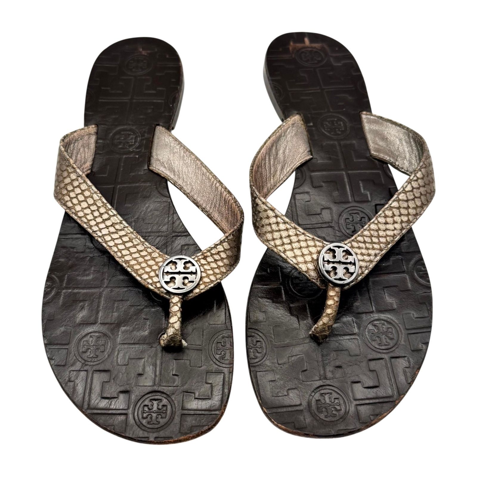 Tory Burch Tory Burch Thora Sandal Flip Flop Thong Snake Quiet Luxury Size US 8 / IT 38 - 3 Thumbnail