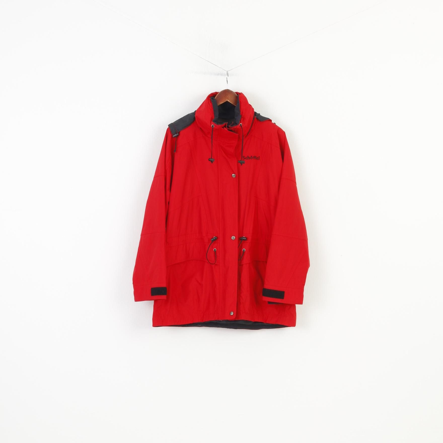 Vintage Schoffel Woman 16 XL Jacket Red Full Zipper Hood Nylon 0399 Size XXL / US 16-18 / IT 52-54 - 1 Thumbnail