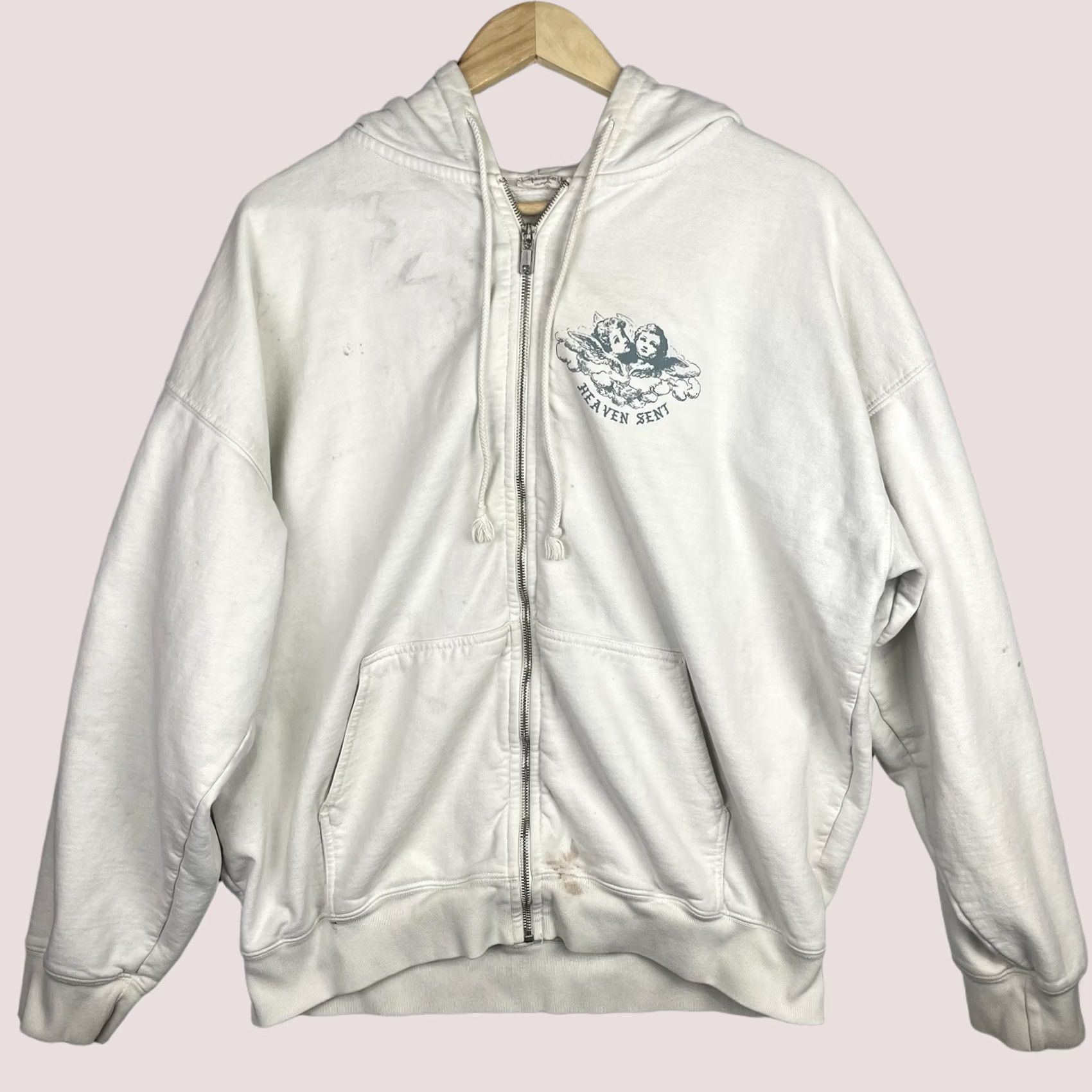 Vintage VINTAGE John Galt Hoodie Womens One Size Full Zip Ivory Logo Zipper Holiday Beach Aloha Moon & Stars 90s Mens Womens Boys Girls Size ONE SIZE - 1 Thumbnail