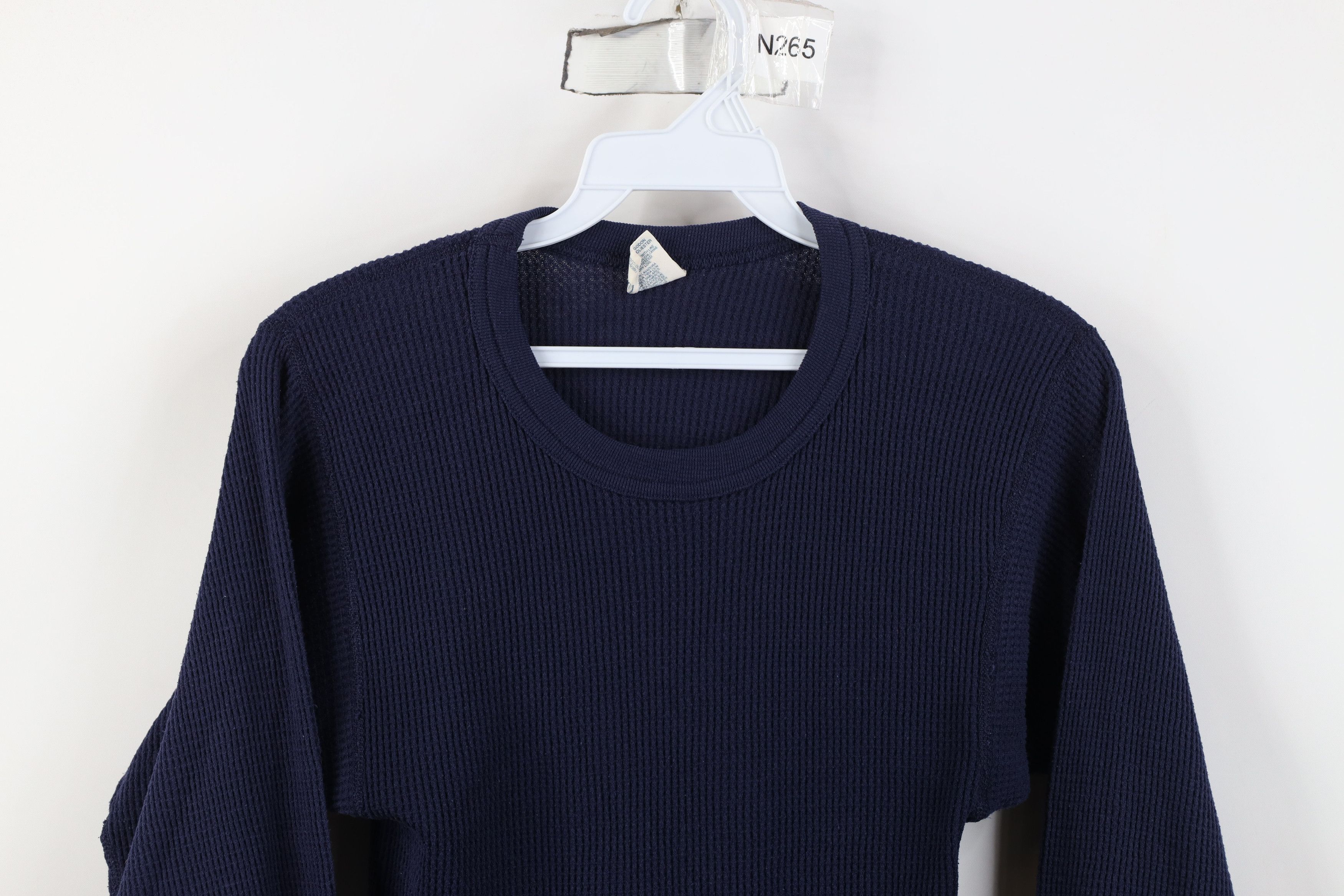 Vintage Vintage 70s Streetwear Thermal Waffle Knit T-Shirt Blue USA Size US L / EU 52-54 / 3 - 2 Thumbnail