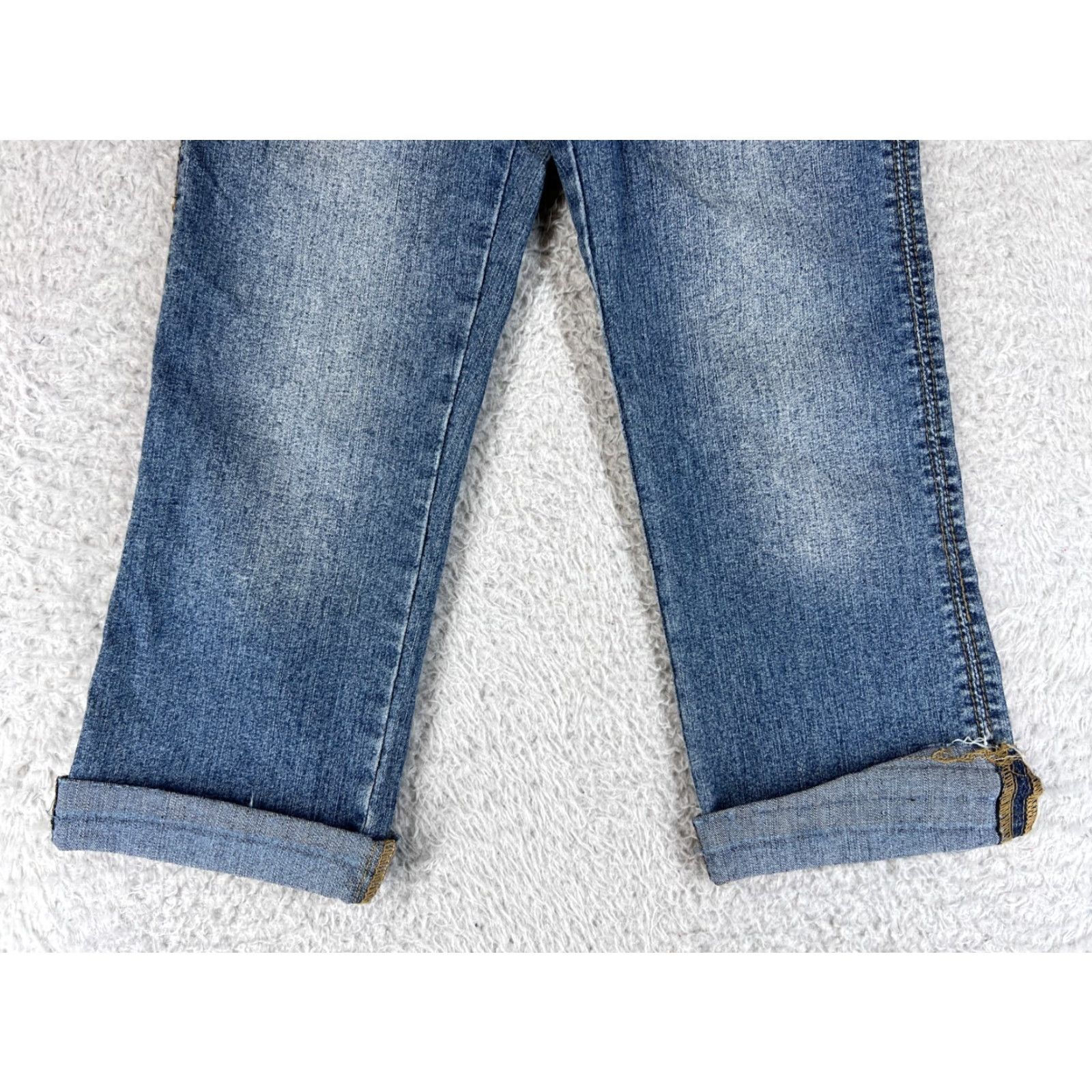 Denime Rustic Jeans Blue Denim Cropped Straight Jeans Womens 1 Stretch Patches Distressed Classic Western Style 5-Pocket Size 25" / US 0 / IT 36 - 5 Thumbnail