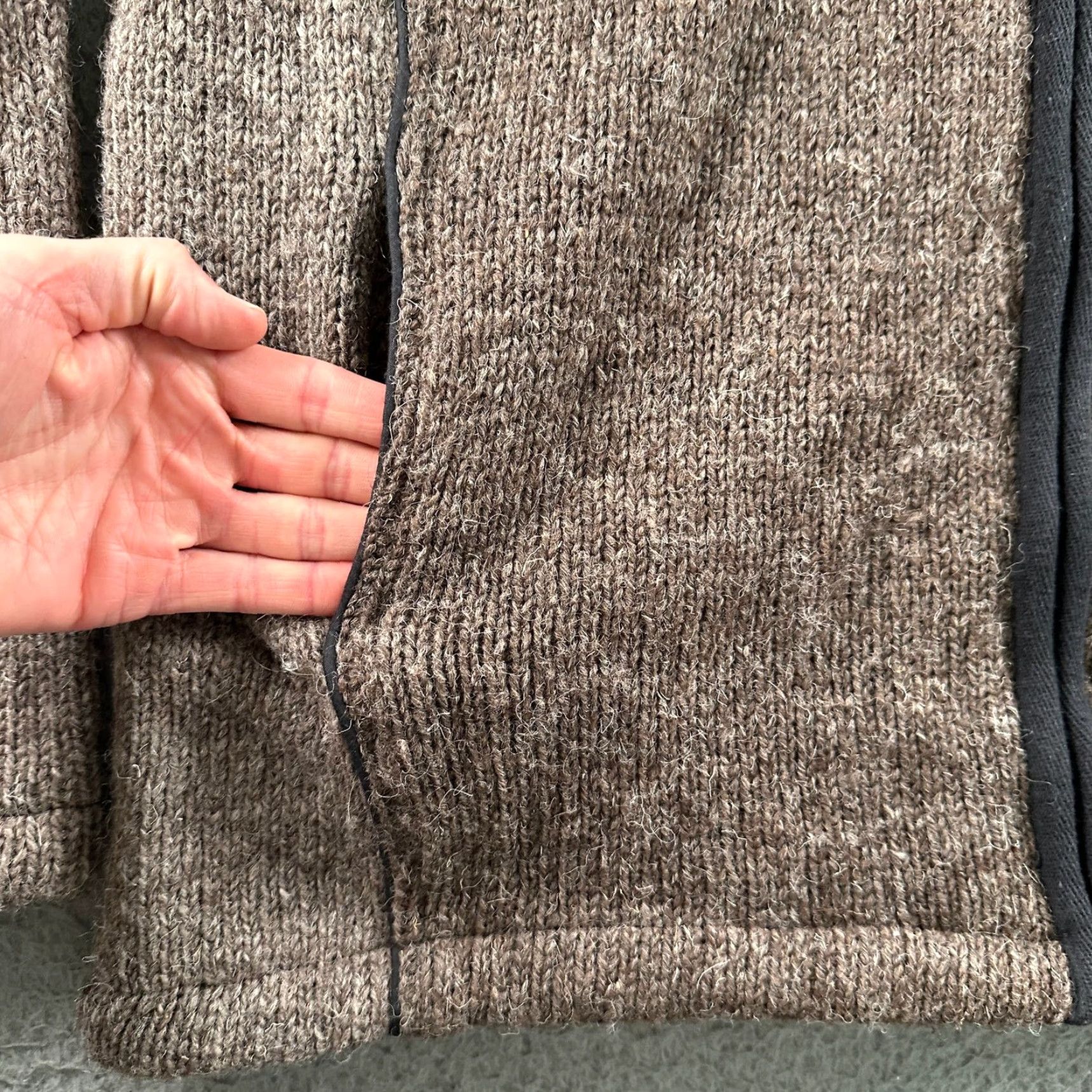Market Aran Sweater Market Wool Full Zip Jacket Mens L Brown Lined Irish Sweater Size US L / EU 52-54 / 3 - 3 Thumbnail
