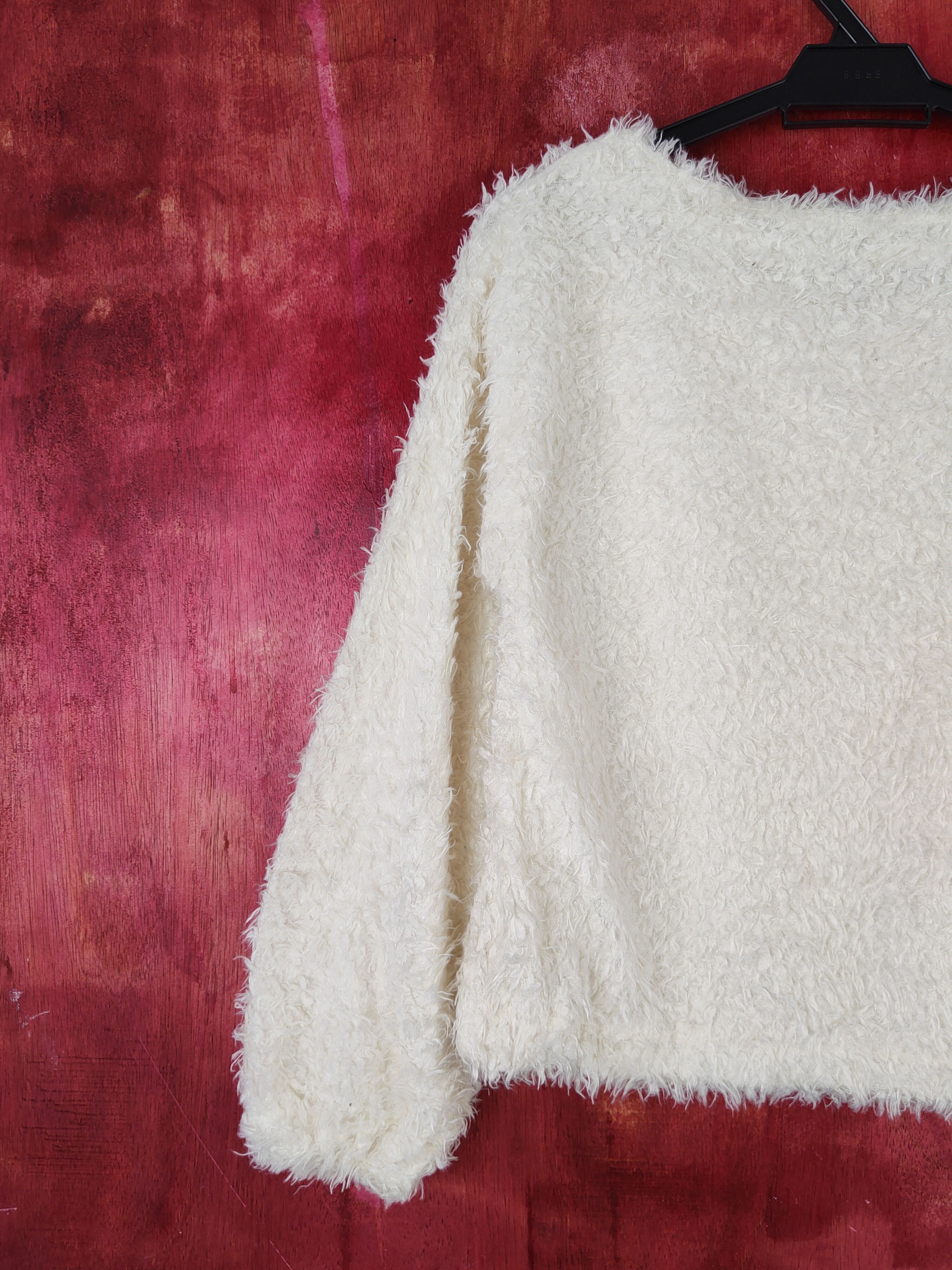 Japanese Brand × Vintage Chip Clip Ivory Shag Shaggy Fur Mohair Knitwear #S191905 Size M / US 6-8 / IT 42-44 - 8 Thumbnail