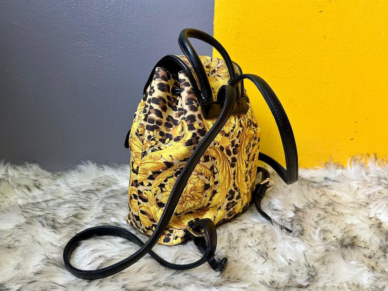 Versace Authentic Gianni Versace Baroque Leopard Print Backpack Size ONE SIZE - 3 Thumbnail