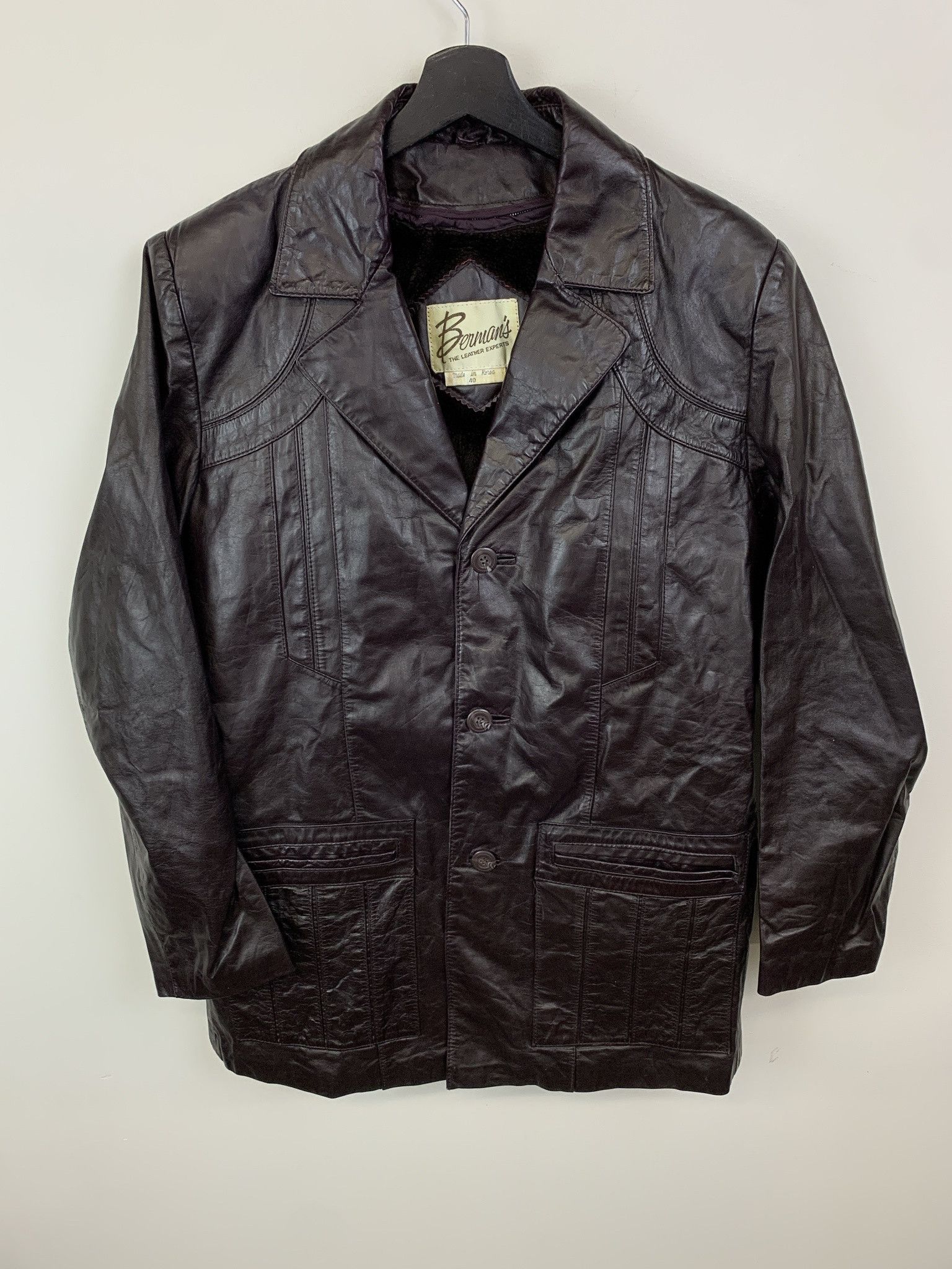 Other Vintage Jacket 1990s Berman's Brown/Purple Leather Long Coat Size S Size US S / EU 44-46 / 1 - 1 Thumbnail