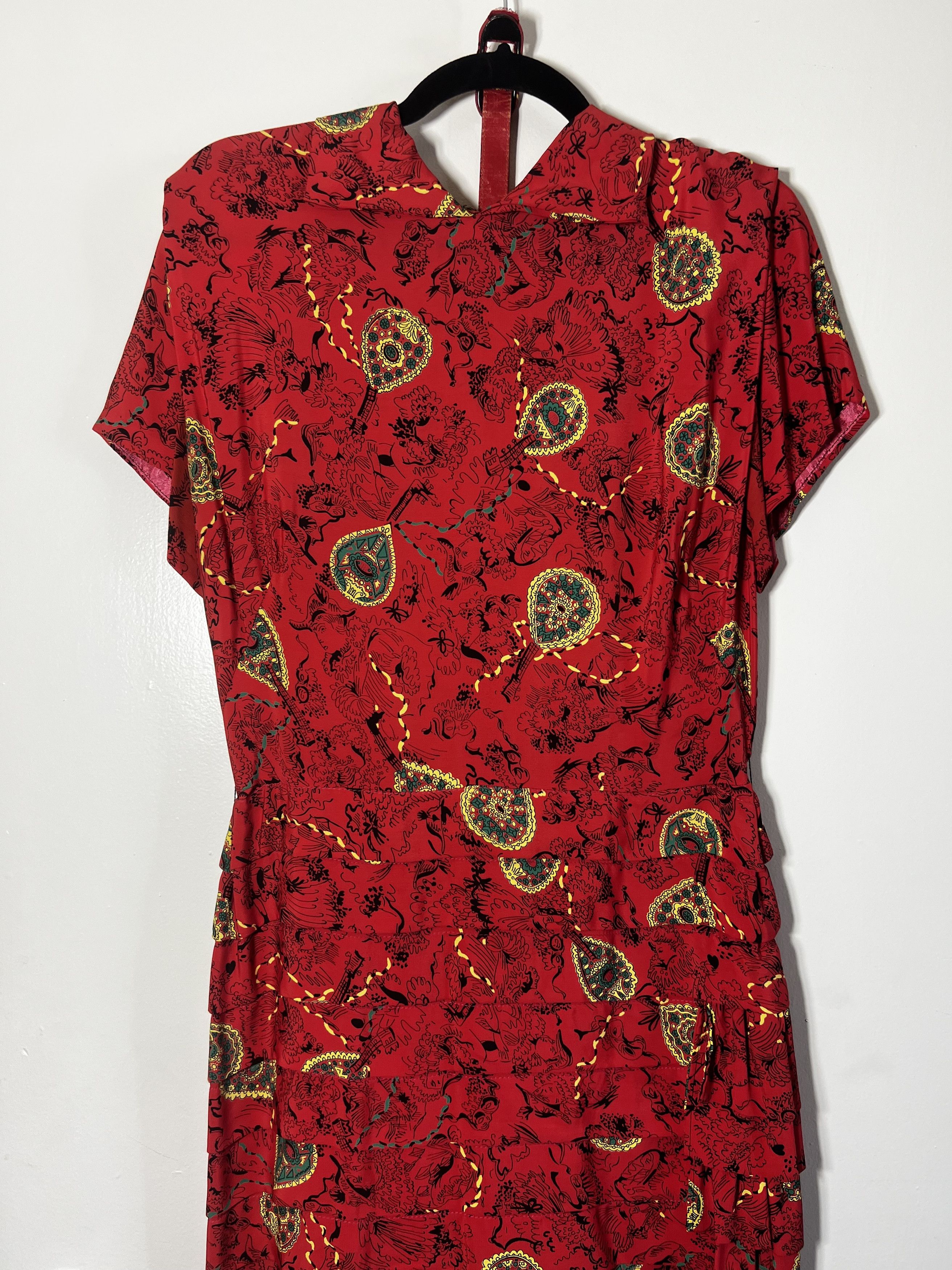 Vintage Vintage 1940's 17th Century Abstract Italian Cocktail Dress Size M / US 6-8 / IT 42-44 - 4 Thumbnail
