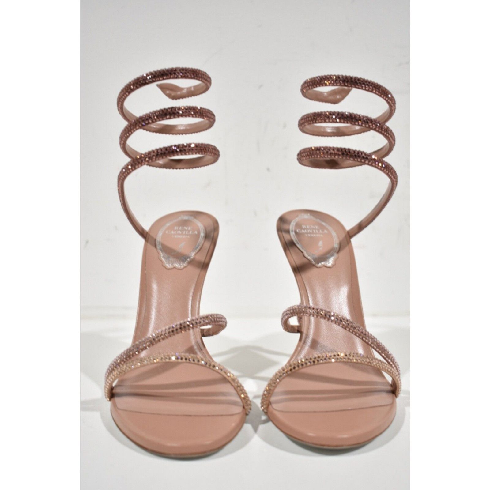 Rene Caovilla Margot Crystal Snake Ankle Wrap Strap Sandal Heel Pump 40 Size US 10 / IT 40 - 7 Thumbnail