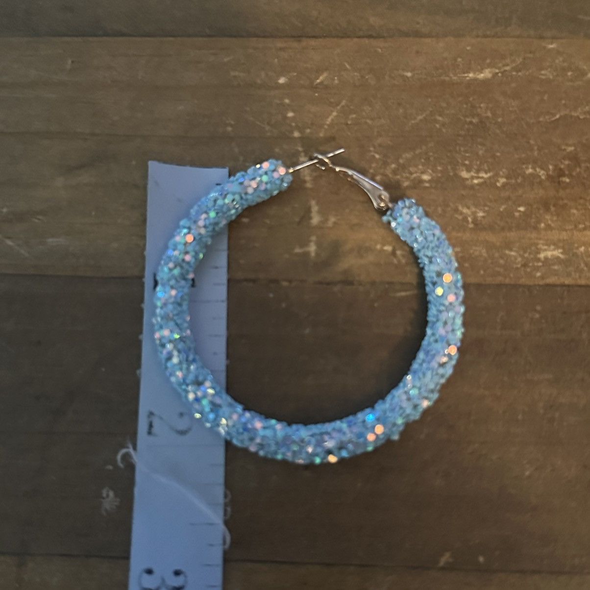 Other Light blue sparkly glitter hoop earrings Size ONE SIZE - 3 Thumbnail