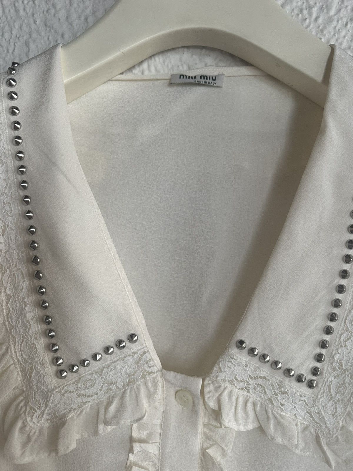 Miu Miu Miu Miu 2021 Studded Silk Blouse Size M / US 6-8 / IT 42-44 - 8 Thumbnail