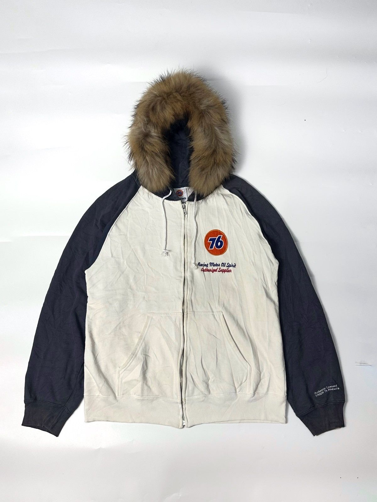 Hysteric Glamour × Le Grande Bleu (L.G.B.) Faux Fur Zip Hoodie Union 76 Lubricant Motor Oil Size US M / EU 48-50 / 2 - 2 Thumbnail