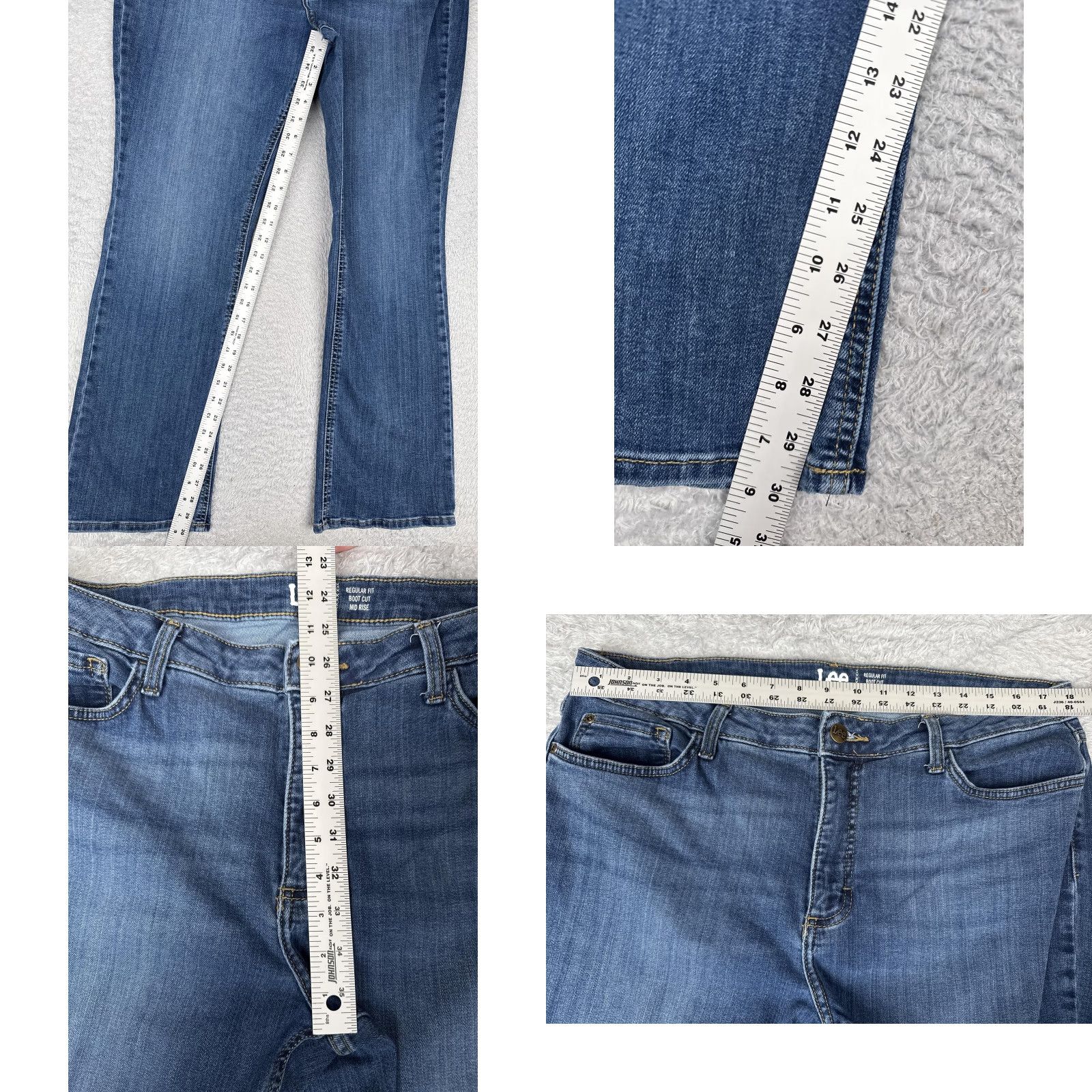 Lee Lee Jeans Womens Regular Bootcut Jeans 18M Blue Mid Rise Stretch Denim 5-Pocket Zip Fly Belt Loops 30in Inseam Size 40" / US 18 - 8 Thumbnail