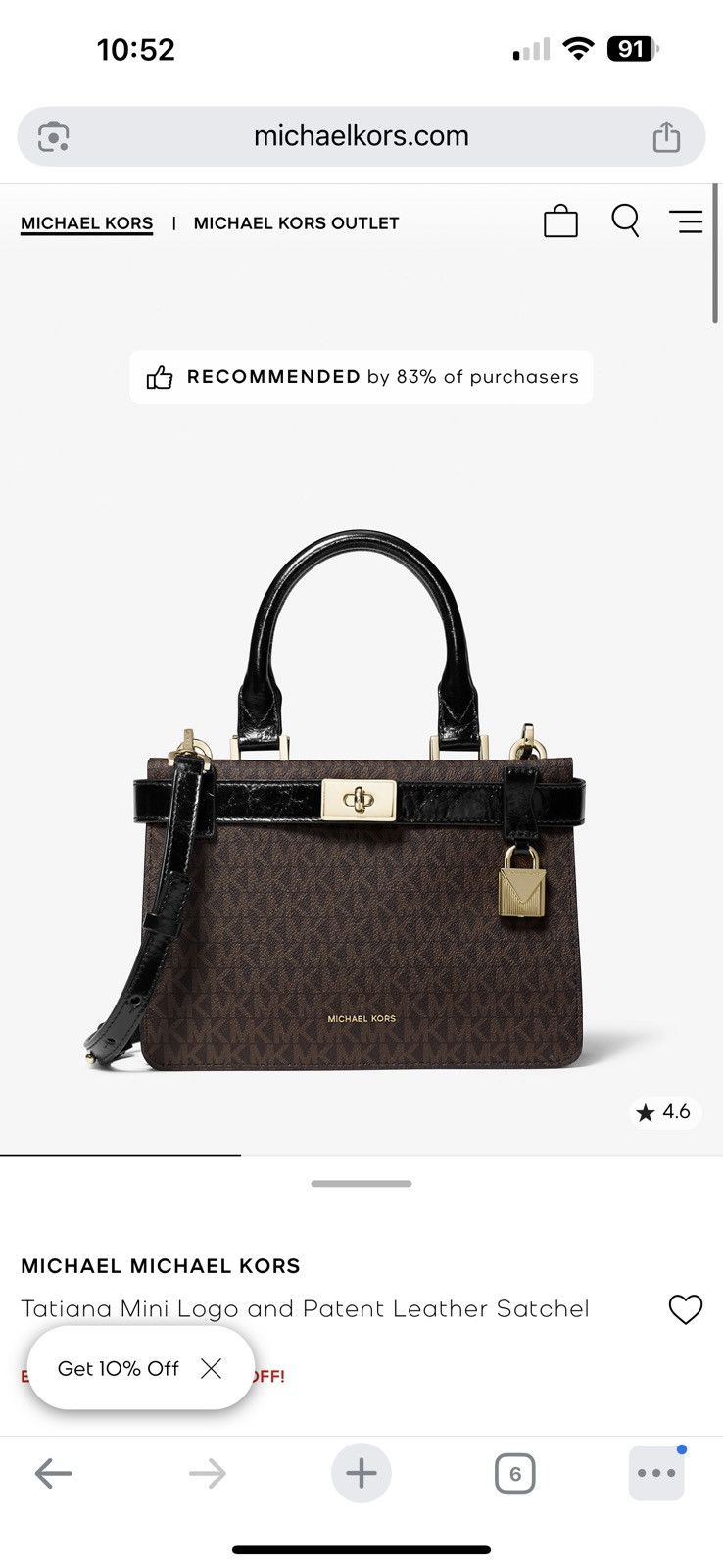Michael Kors Tatiana Mini Logo and Patent Leather Satche Size ONE SIZE - 9 Thumbnail