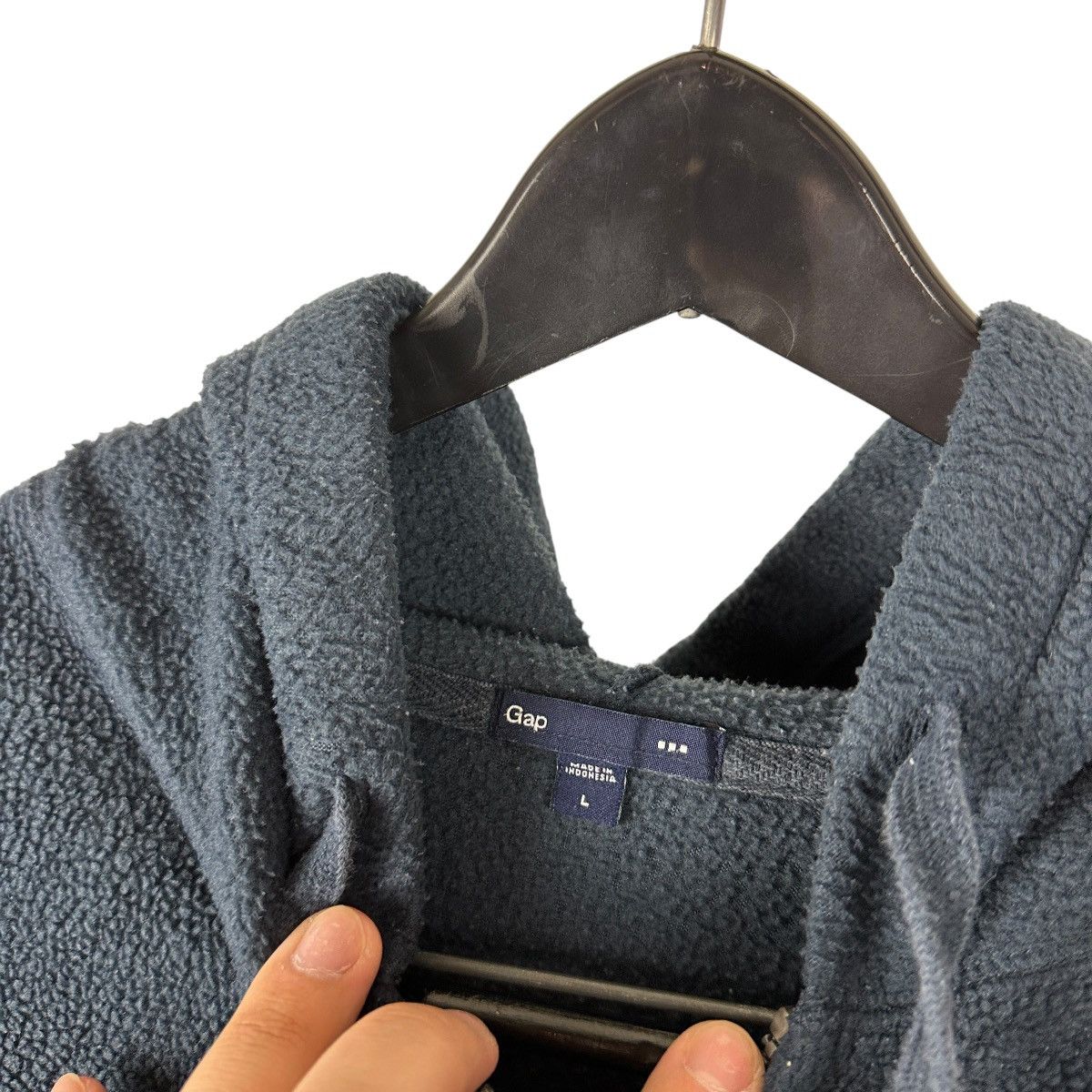 Gap × Vintage Vintage Y2K GAP Blue Fleece Spellout Full Zip Hoodie Size US L / EU 52-54 / 3 - 7 Thumbnail