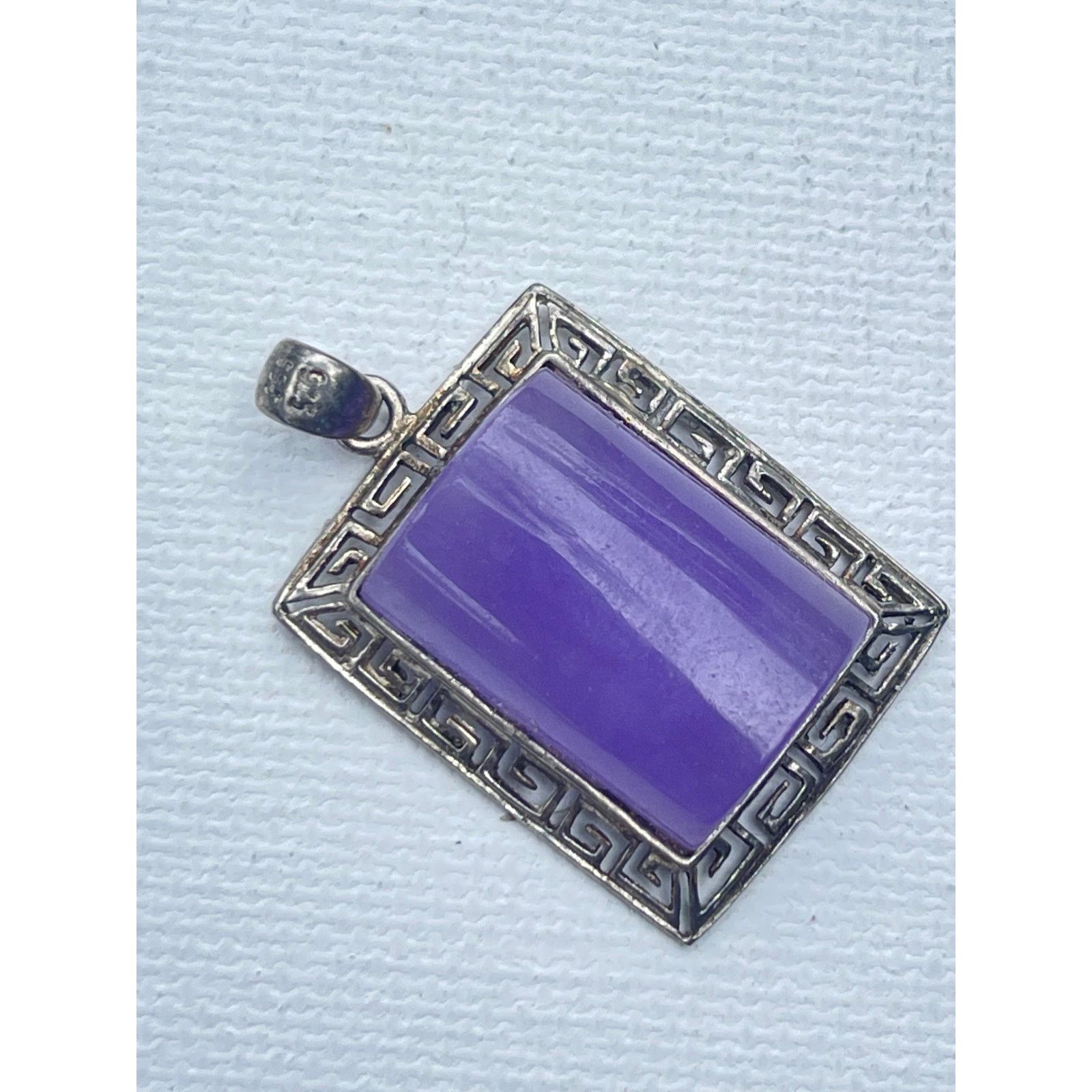 Vintage Vintage Purple Jade Sterling Silver Pendant Signed Goldstone Size ONE SIZE - 3 Thumbnail