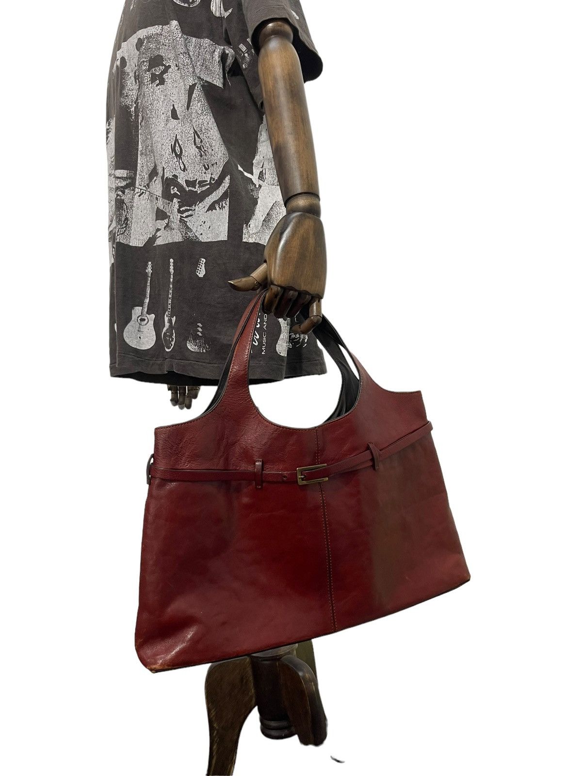 Genuine Leather Full Leather Patina Vtg Francesco Biasia Tote Bag 2🟩 Size ONE SIZE - 2 Thumbnail