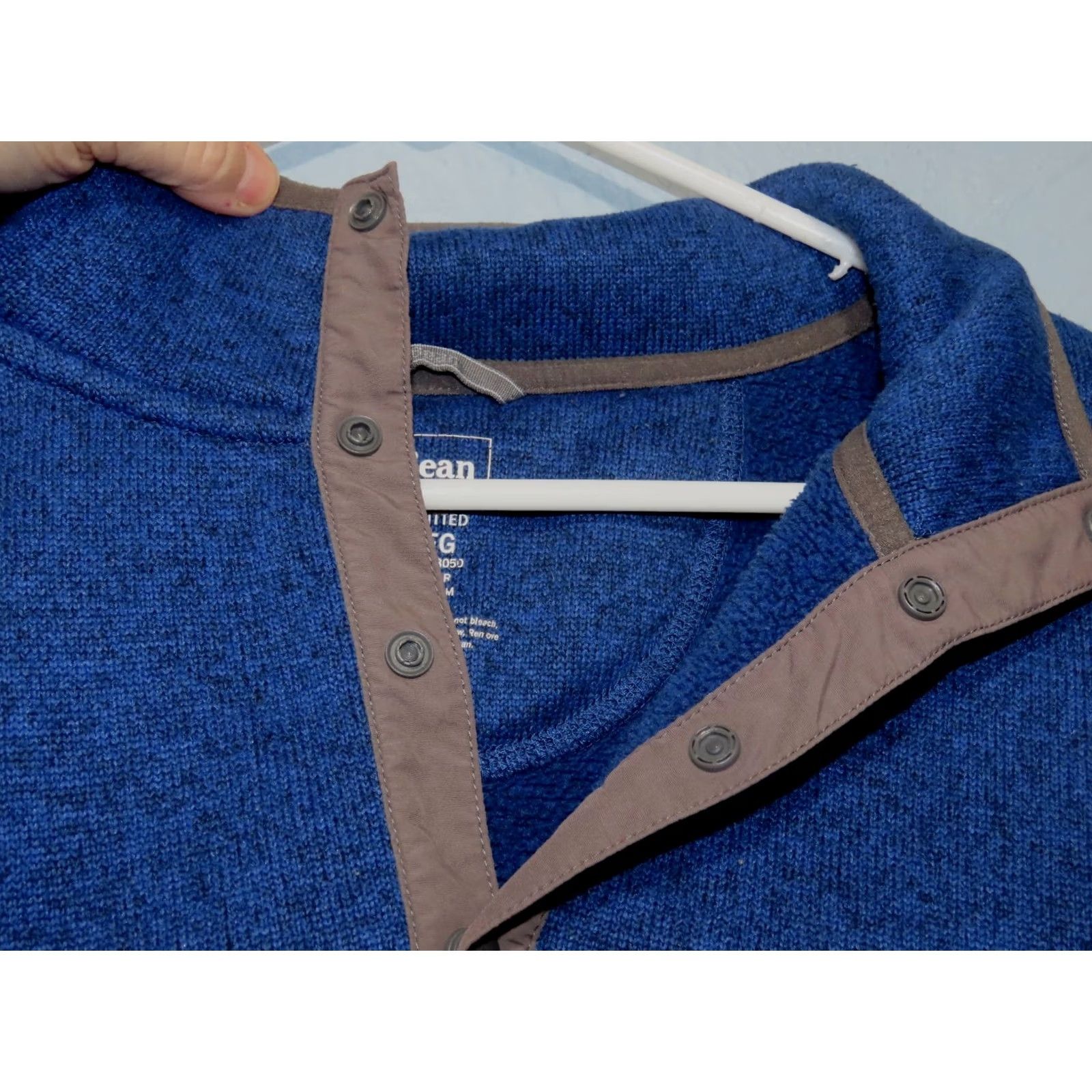 Vintage LL Bean Men's 2XL Reg Sweater Fleece 1/4 Snap Pullover Blue Gray Mock Neck Long Sleeve Pockets Solid Logo Christmas Casual Outdoors Vintage No Size US XXL / EU 58 / 5 - 6 Thumbnail
