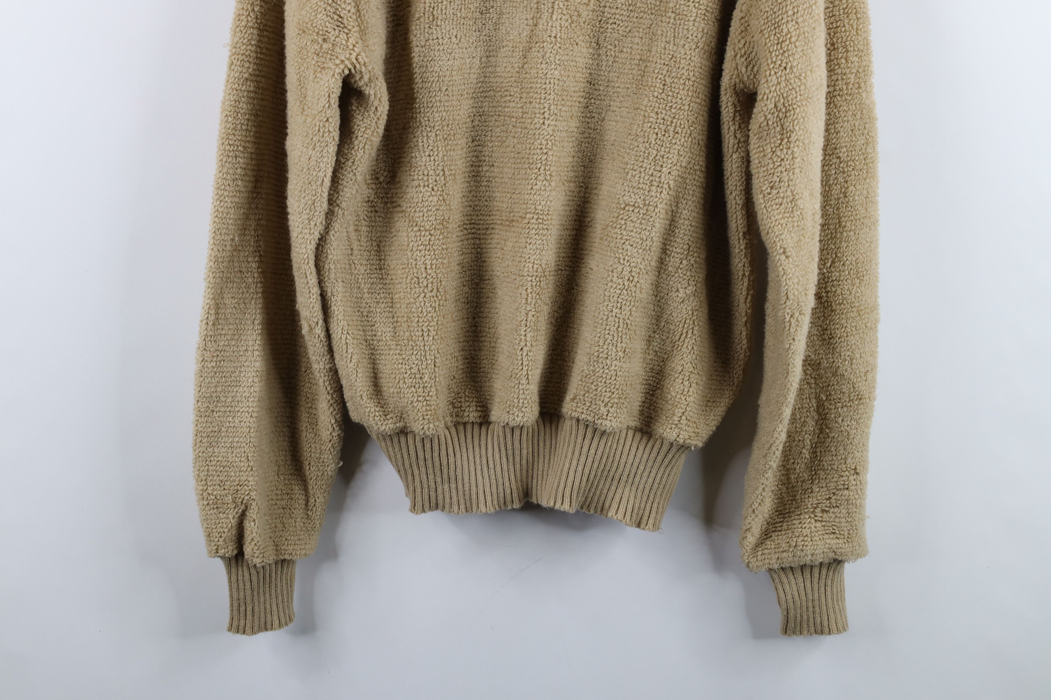 Vintage Vintage 70s Streetwear Terry Cloth Collared Sweater Beige Size US L / EU 52-54 / 3 - 11 Thumbnail