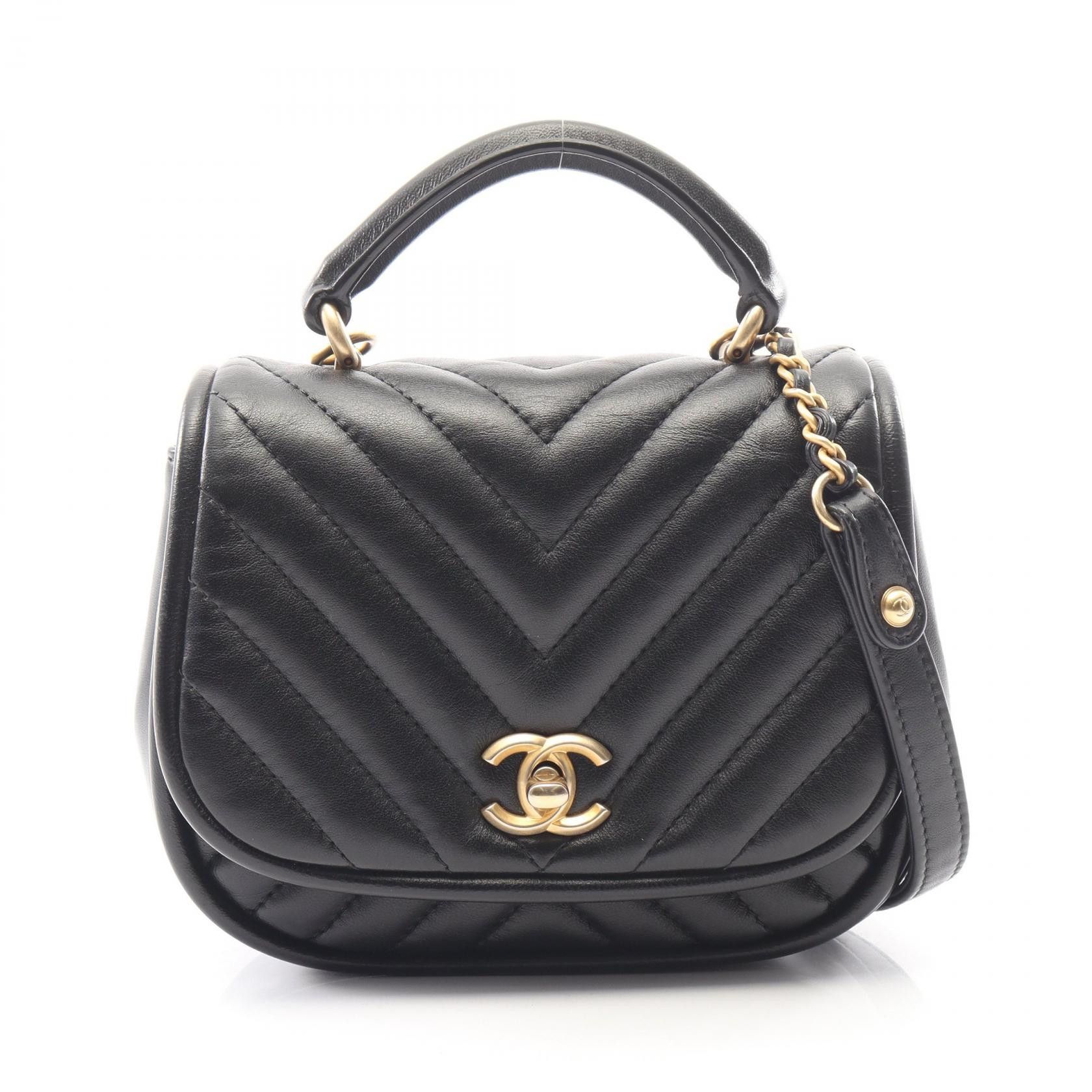Chanel Chanel Chanel Chevron V Stitch Lambskin 2way Shoulder Bag Leather Shoulder Bag DUTY FREE for USA Size ONE SIZE - 1 Thumbnail