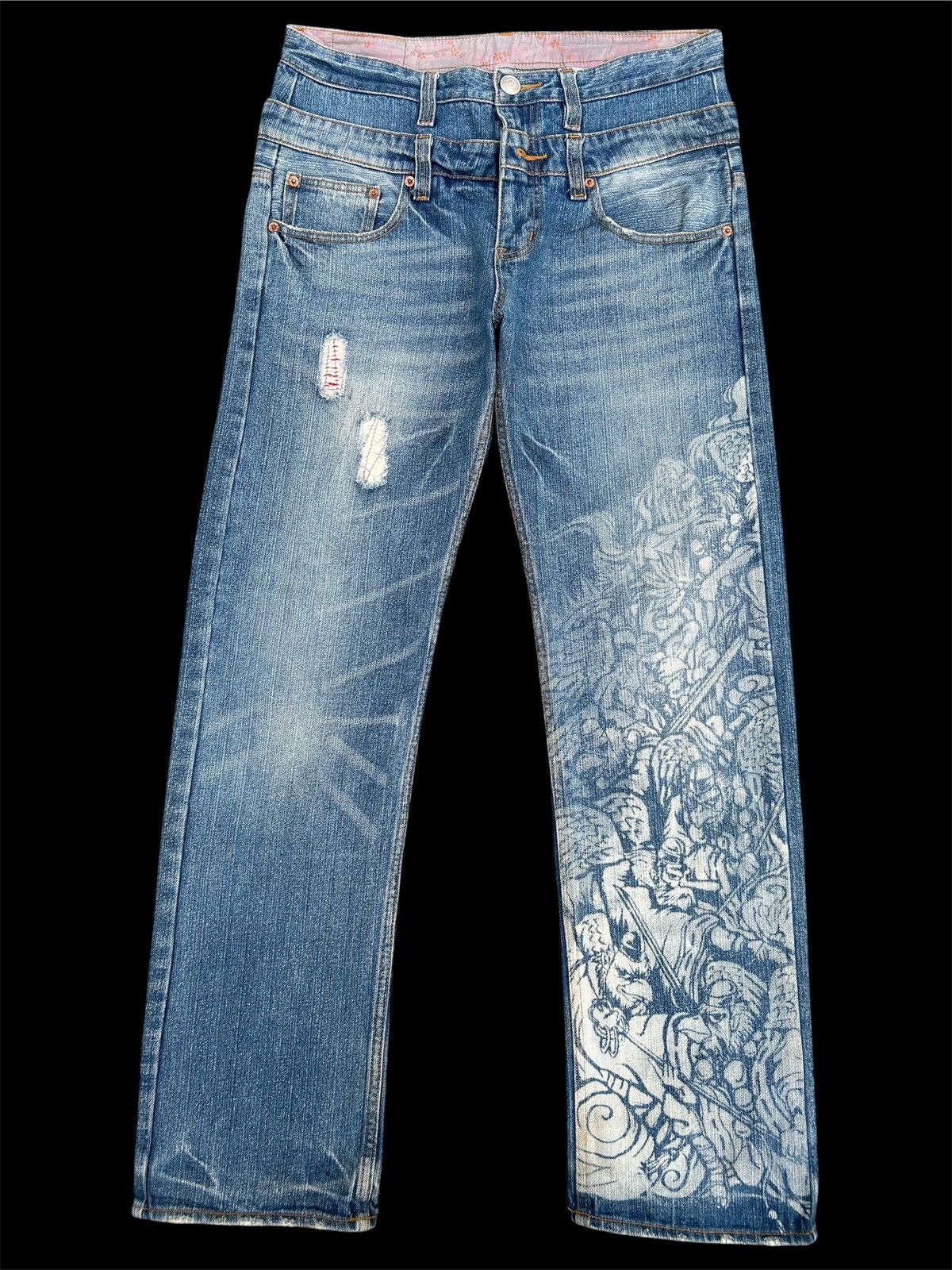 Double Waist Karakuri Tamashii Inspired Distressed Denim