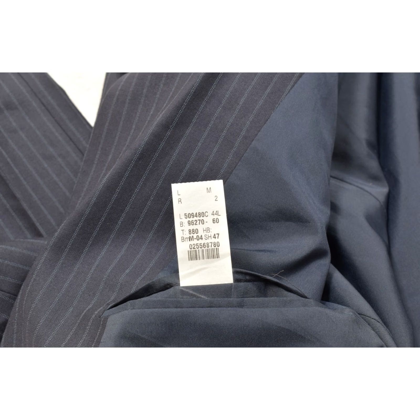 Ralph Lauren Ralph Lauren Men's Blazer 44L Navy Pinstripe Wool Lycra 2-Button Front Notch Lapel Single-Vented Long Jacket Coat Size 44R - 7 Thumbnail