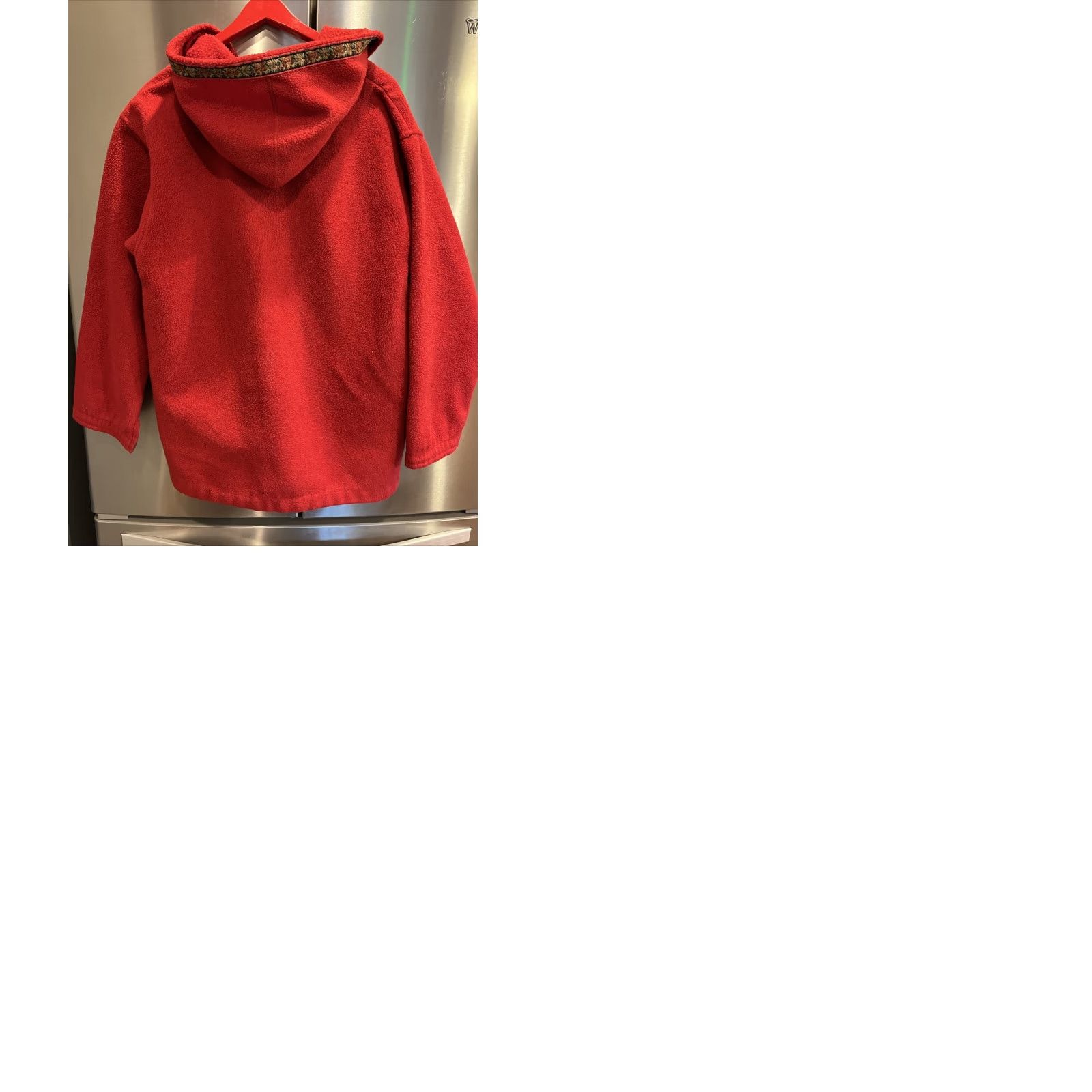 Vintage VINTAGE Alps Jacket, Hooded Fleece Zip, Red, Floral Tapestry Trim, Long, Pockets, M, Women's, 90s Bohemian, Fall/Winter, Cozy, Coat, Coat/Jacket Size M / US 6-8 / IT 42-44 - 11 Thumbnail