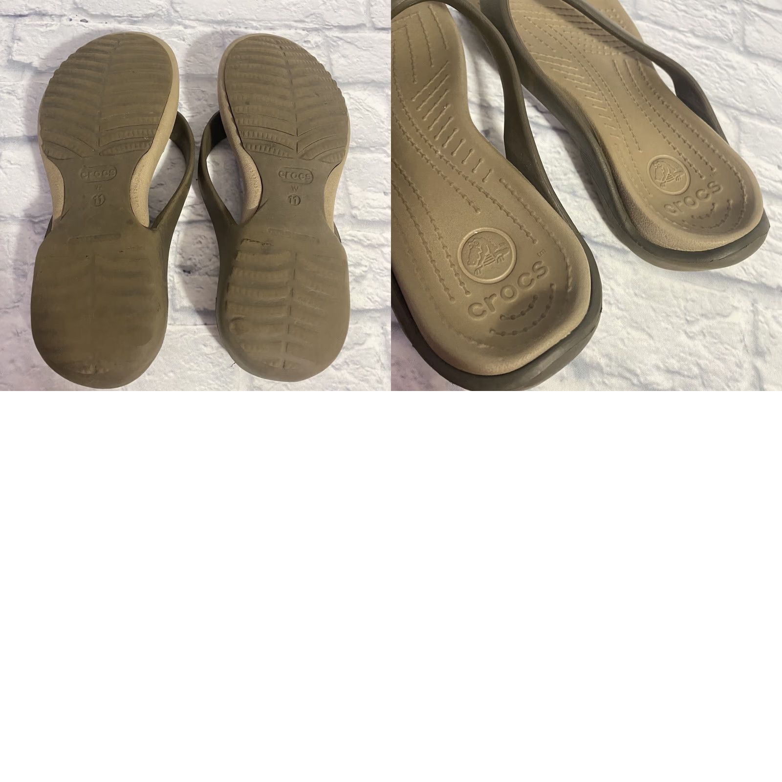 Crocs CROCS Sandal Women Thong Flip Flop Rubber Comfort Brown Tan Size 11 Womens Size US 9 / IT 39 - 8 Thumbnail