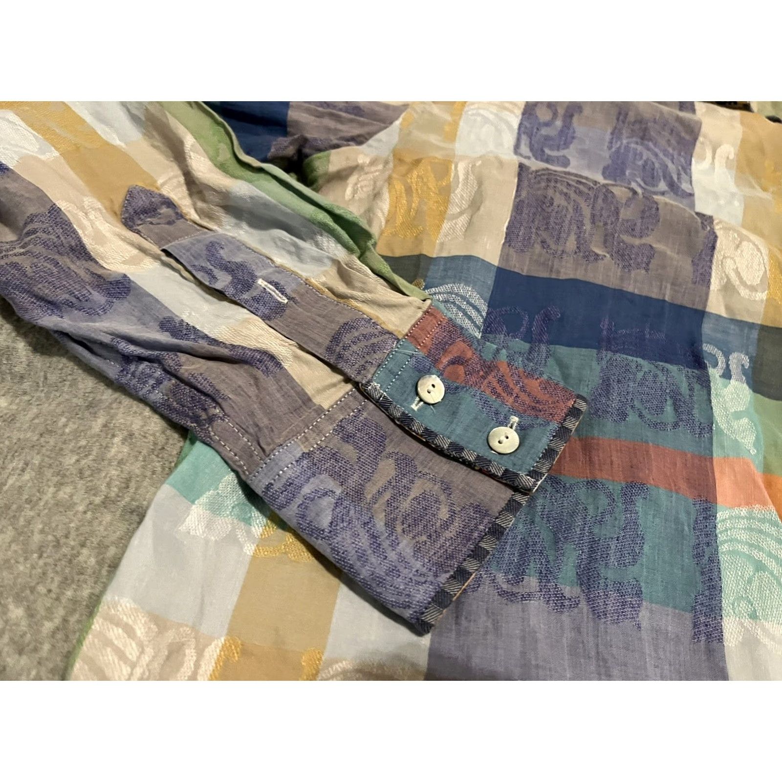 Robert Graham Robert Graham Long Sleeve Button-Up Shirt Cotton Linen Mens L Multicolor Plaid Size US L / EU 52-54 / 3 - 4 Thumbnail