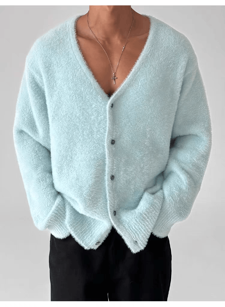 Japanese Brand Vintage Light Blue Knit Sweater Warm Fleece Jacket XL Size US XL / EU 56 / 4 - 1 Thumbnail
