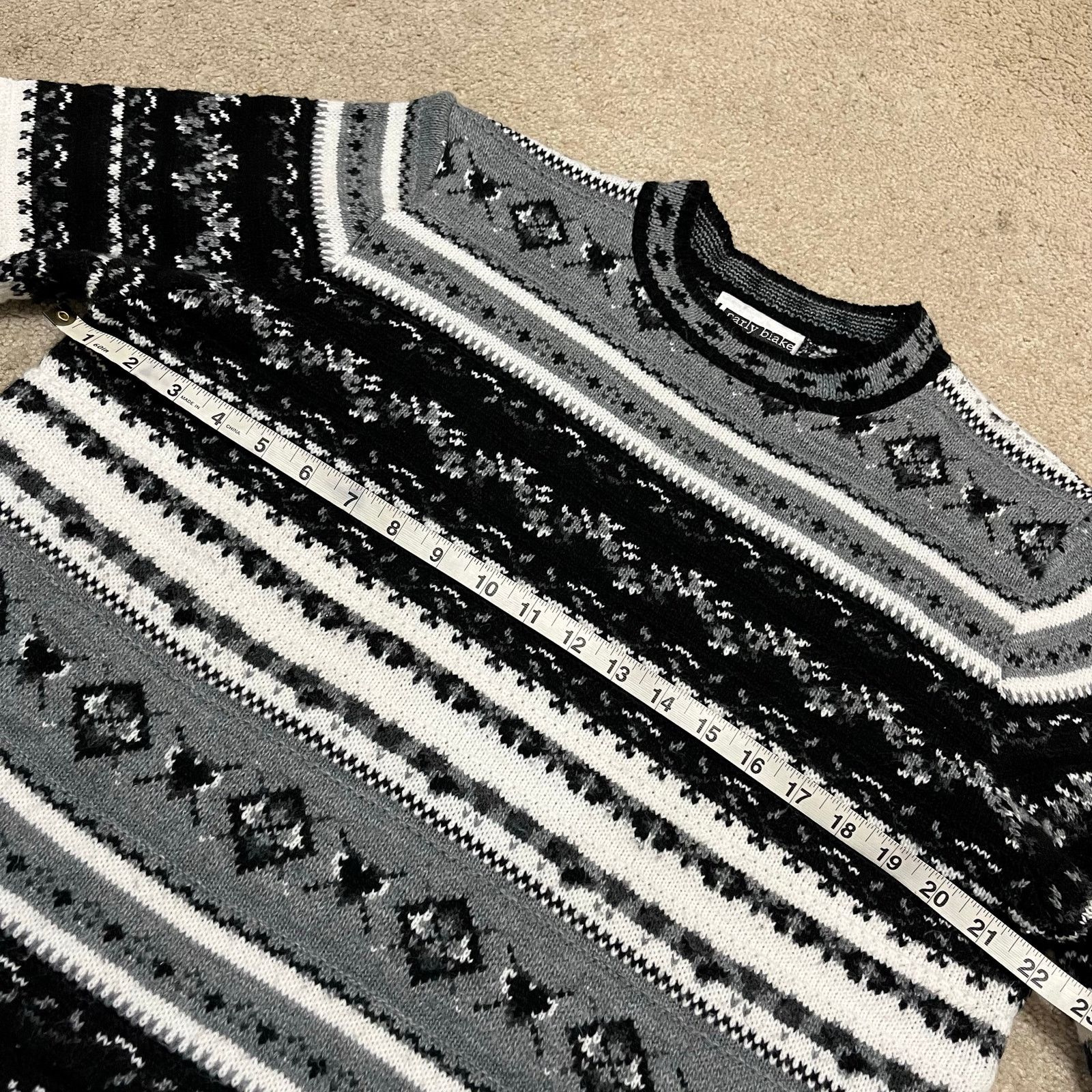 Other Vintage Carly Blake Geometric Knit Sweater Black Gray XL Size XL / US 12-14 / IT 48-50 - 5 Thumbnail
