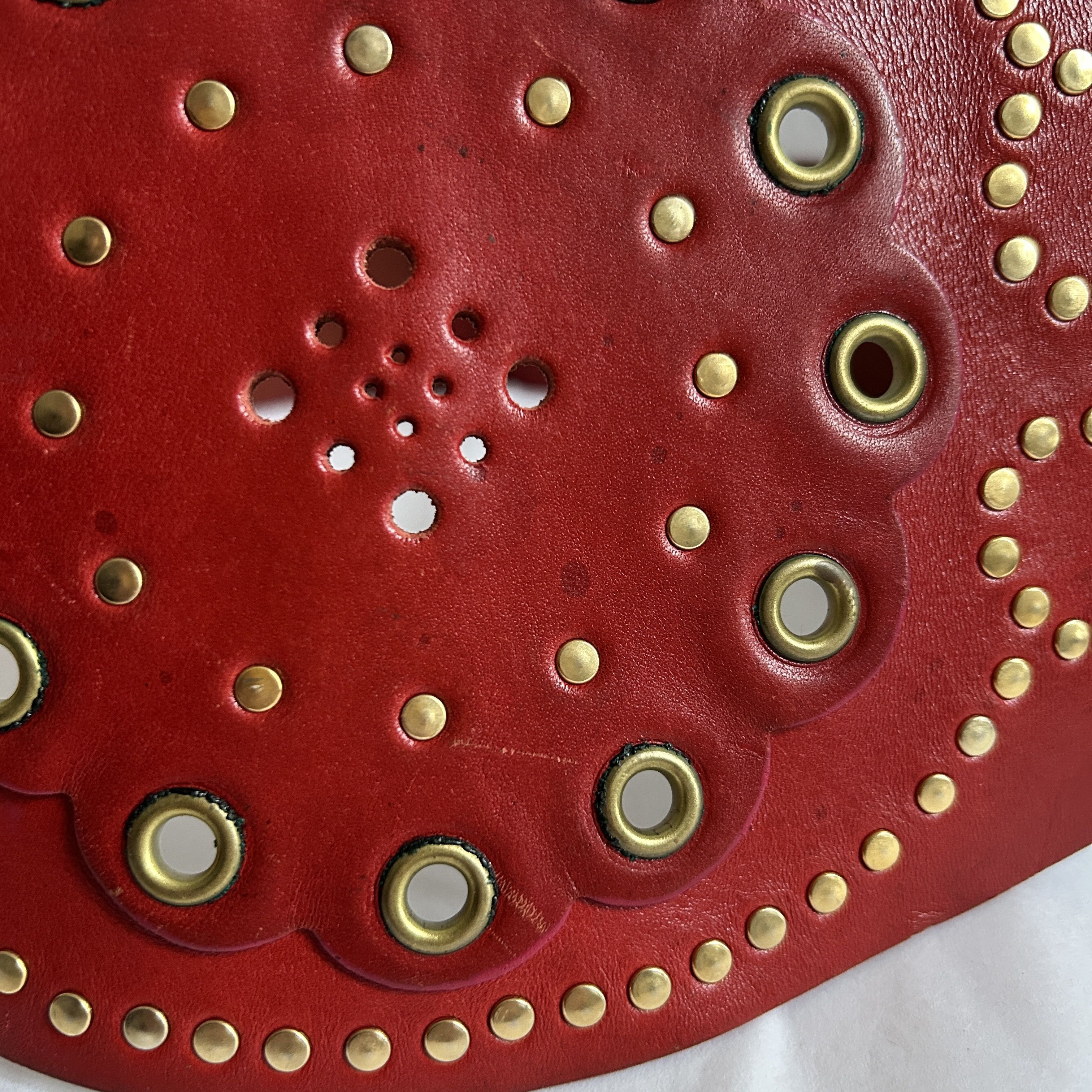 Vintage Vintage Red Leather Studded Corset Belt Size ONE SIZE - 8 Thumbnail
