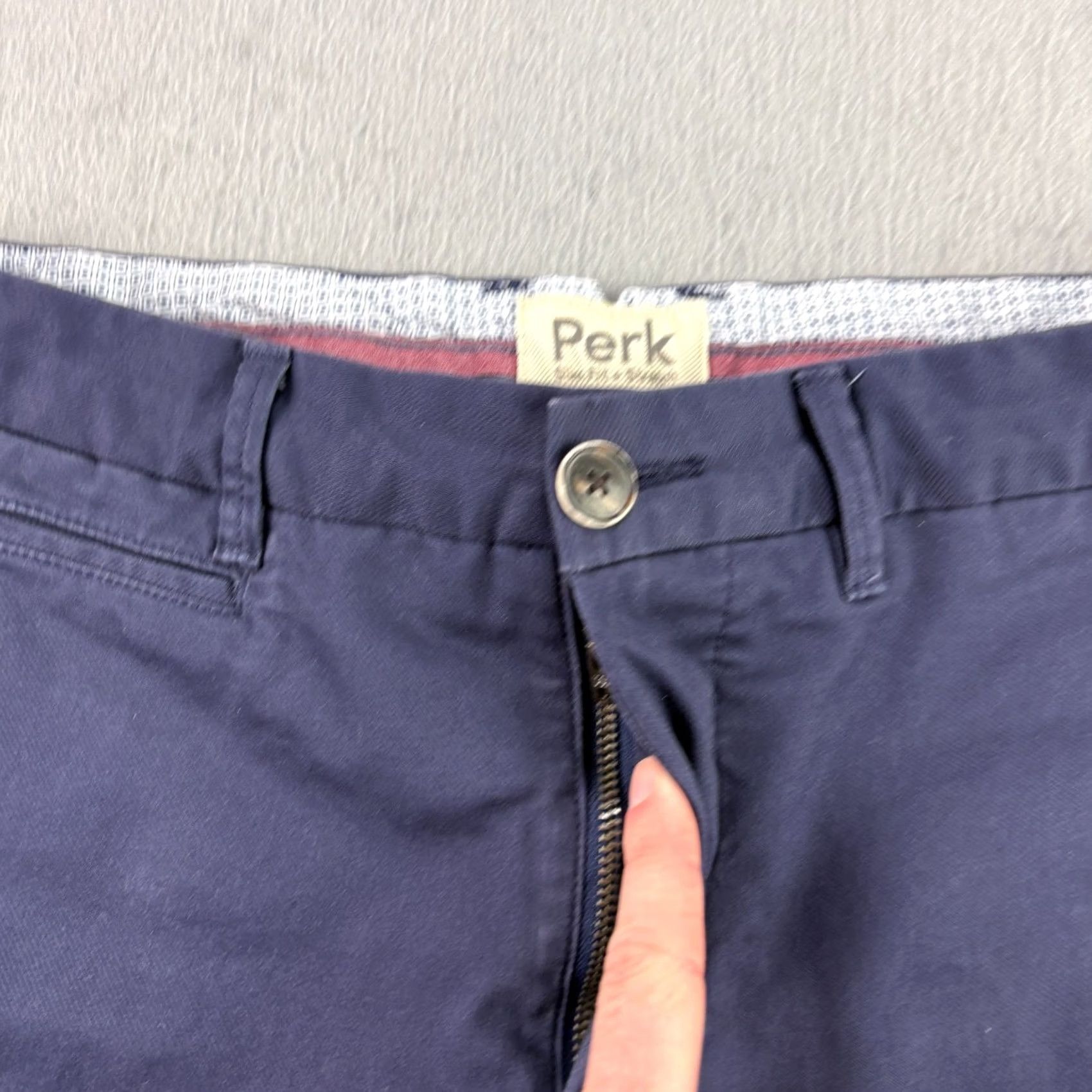 Vintage Perk Mens Pants 30x30 30x27 Blue Chino Straight Leg Khakis Casual Regular Cotton Front Flat Tagless Solid Pattern Zip Front Size US 30 / EU 46 - 3 Thumbnail