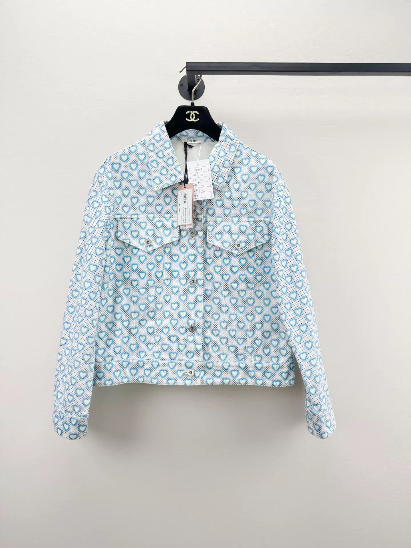 Miu Miu MIU MIU Women's Polka Dot Denim Jacket 38 With Tags Size XS / US 0-2 / IT 36-38 - 1 Thumbnail
