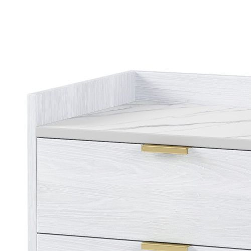 Designer × Homemade Wooden Nightstand with 2 Drawers and Marbling Worktop, Morde Size US L / EU 52-54 / 3 - 4 Thumbnail