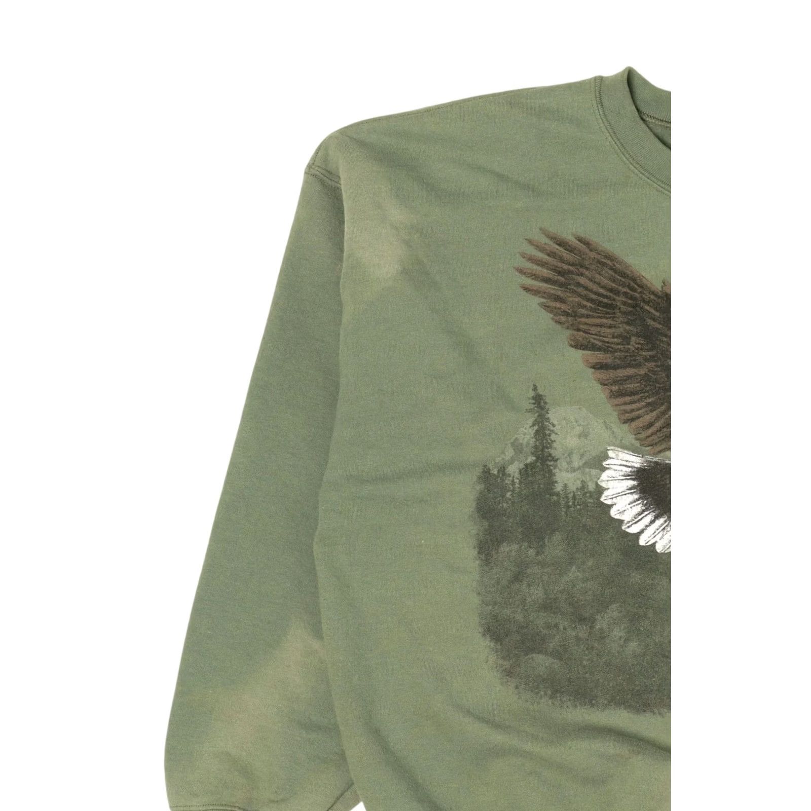 George American Bald Eagle Sun Faded Sweatshirt George Large Green 2010s Mens Womens Unisex Sweatshirt Cotton Polyester Vintage - 2010s (Regular) Size US L / EU 52-54 / 3 - 7 Thumbnail