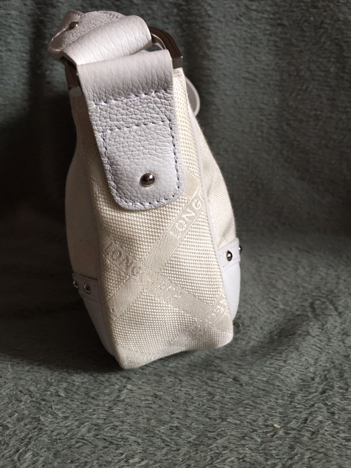 Longchamp Longchamp Ivory White Nylon Leather Handbag Shoulder Bag Size ONE SIZE - 5 Thumbnail