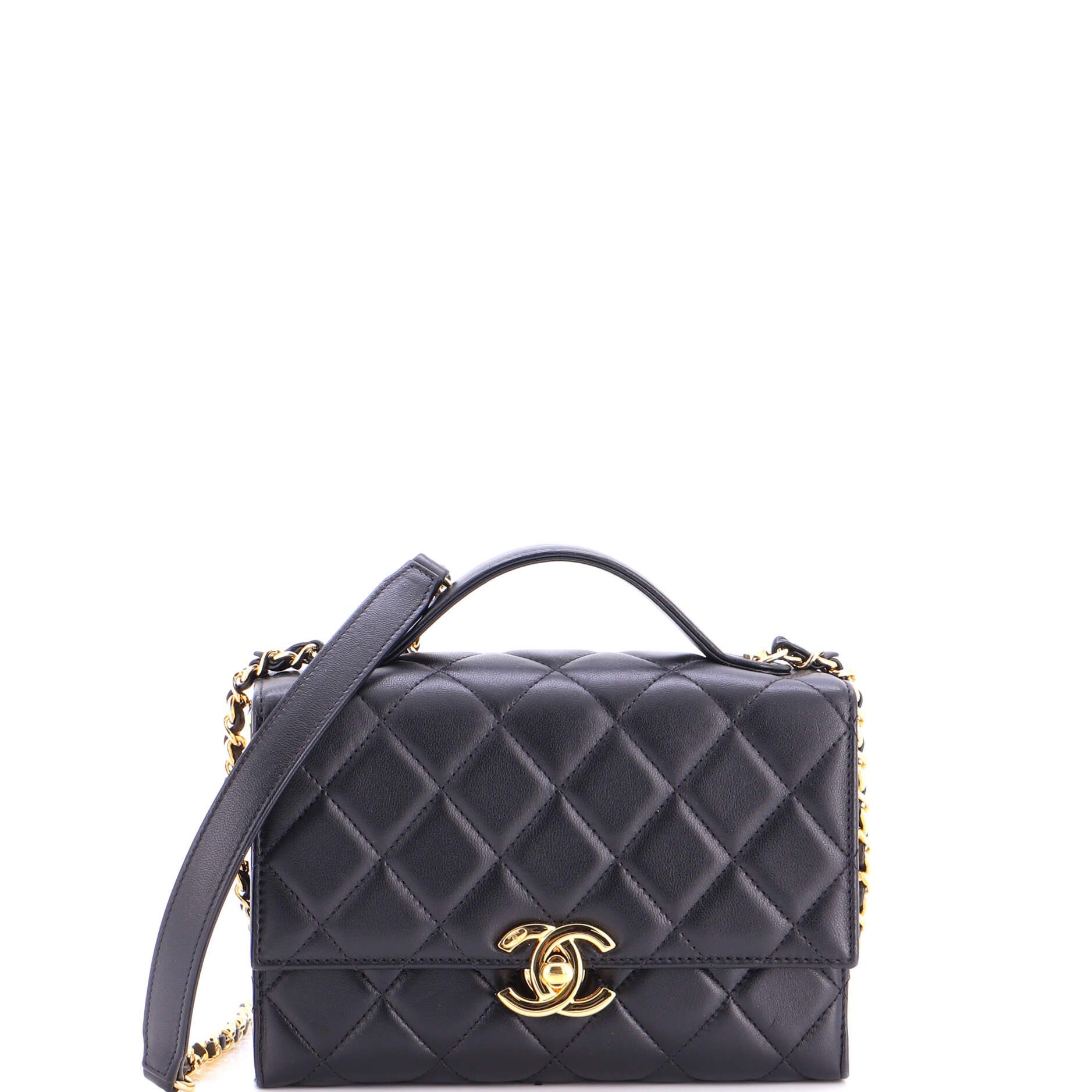 Chanel Golden Plate Top Handle Flap Bag, Women's
