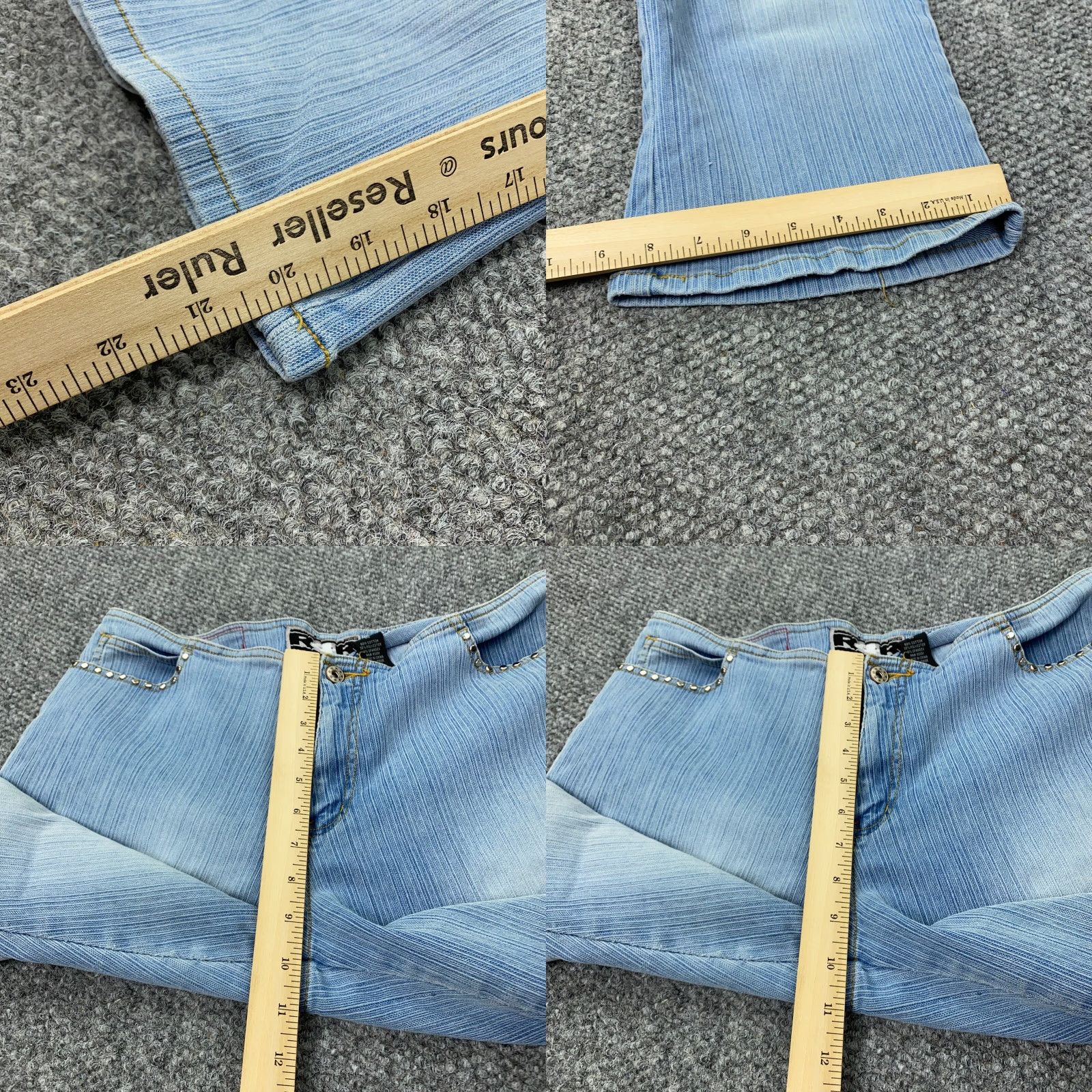 Vintage VTG R4R Rave 4 Real Capri Jeans Womens 15 Blue Stretch Mid-Rise Faded Studded Jeans Size 34" / US 12 / IT 48 - 8 Thumbnail