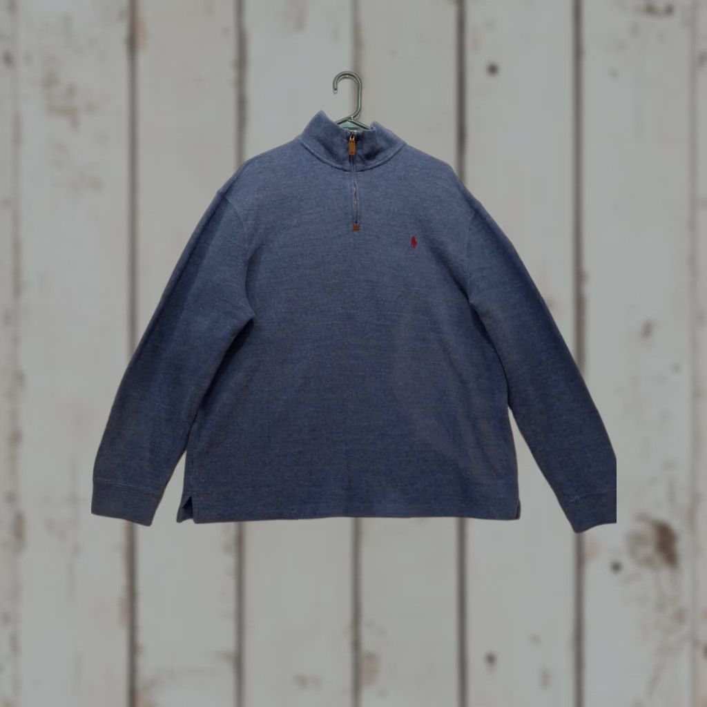 Polo Ralph Lauren RALPH LAUREN 1/4 ZIP LONG SLEEVE BLUE SWEATER MEN'S XL GOOD CONDITION Pullover Knit Cotton Zipper Logo Crew Neck Casual Classic Preppy Shirt Size US XL / EU 56 / 4 - 1 Thumbnail