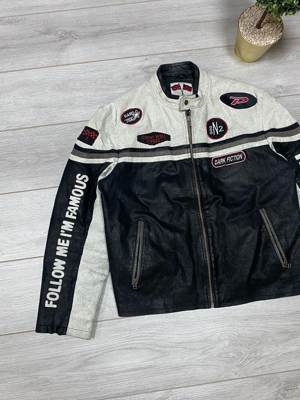Vintage Moto team leather Stop n fee free vintage racing jacket Size US XXL / EU 58 / 5 - 4 Thumbnail