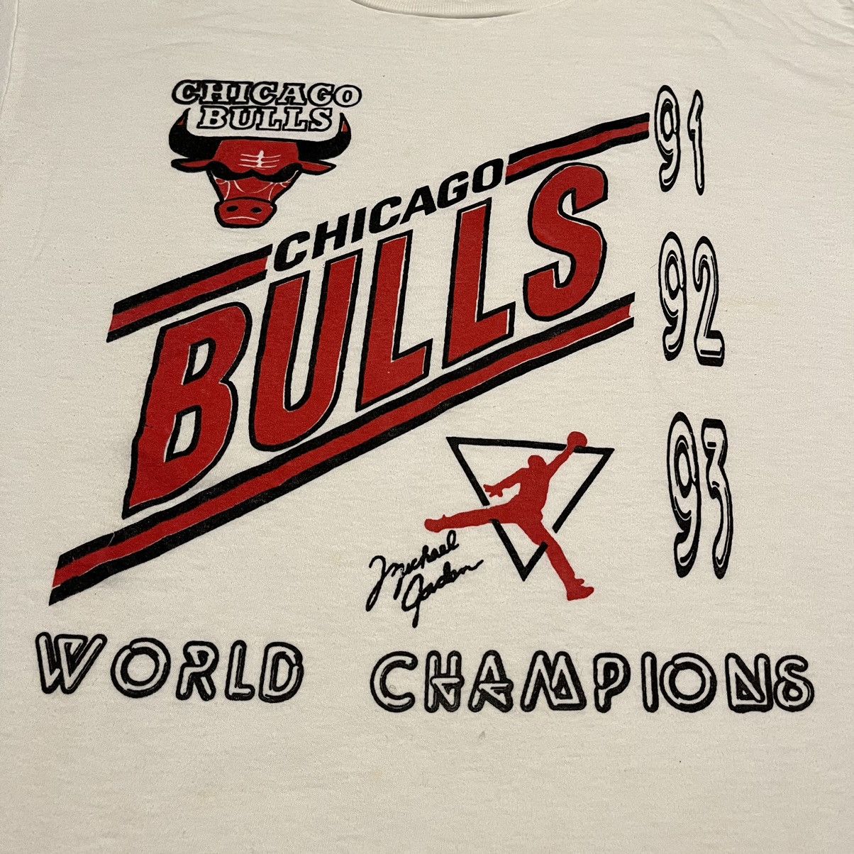 NBA × Vintage Vintage 1990s NBA Chicago Bulls World Champions Graphic Tee Size US L / EU 52-54 / 3 - 3 Thumbnail