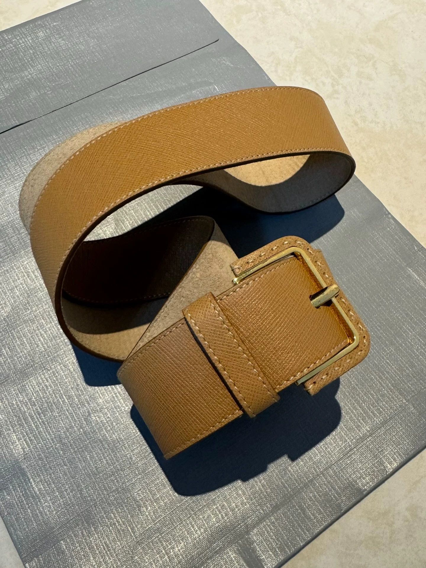 Prada Prada Tan Crosshatch Suede Lining Belt Vintage Punk Unisex Size ONE SIZE - 1 Thumbnail