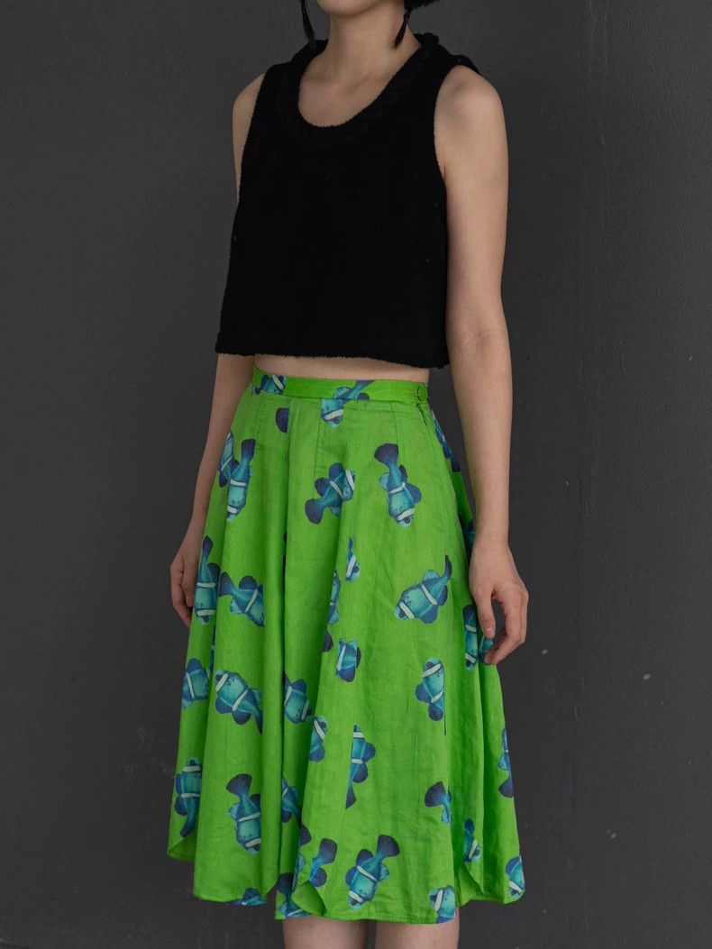 Kenzo KENZO Vintage green tropical fish half skirt Size 25" / US 0 / IT 36 - 4 Thumbnail