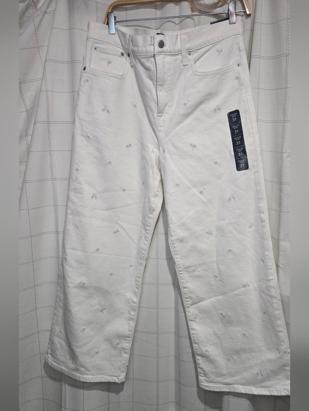 J.Crew J Crew Wide-leg embroidered cropped jean Size 31" - 3 Thumbnail