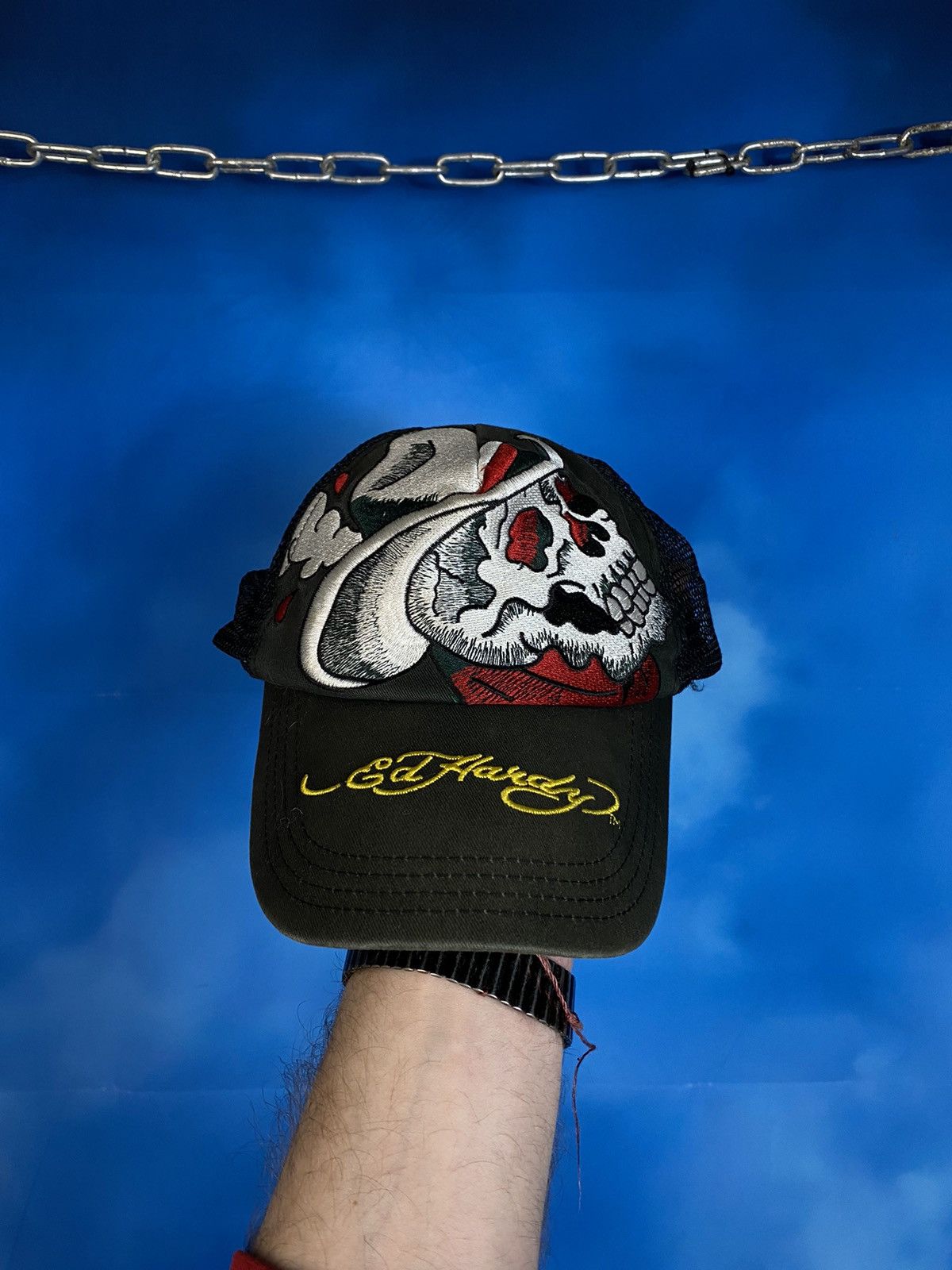 Ed Hardy 💥Ed Hardy skull cowboy metal vintage cap Size ONE SIZE - 1 Thumbnail