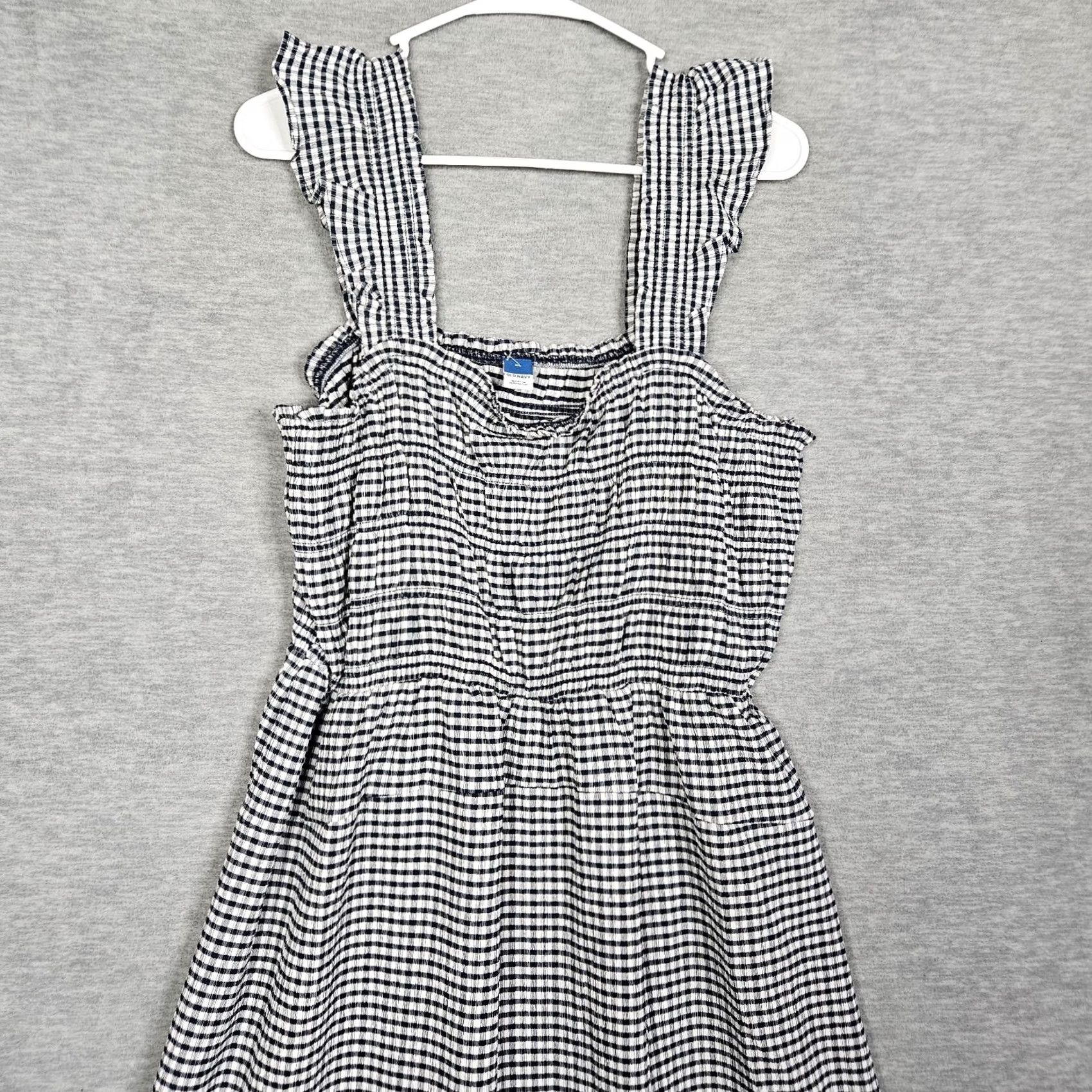 Old Navy Old Navy Women's XL Gingham Midi Dress - Fit & Flare, Sleeveless, Smocked, Lightweight Polyester/Spandex, Blue, Casual, A-Line Size XL / US 12-14 / IT 48-50 - 3 Thumbnail
