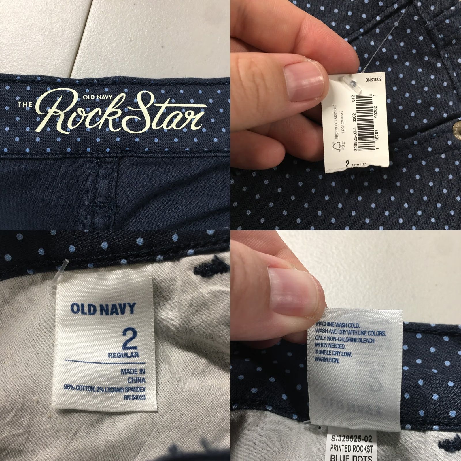 Old Navy Old Navy The Rock Star Super Skinny Pants Womens 2R Blue Polka Dots Low Rise NEW Size 26" / US 2 / IT 38 - 10 Thumbnail
