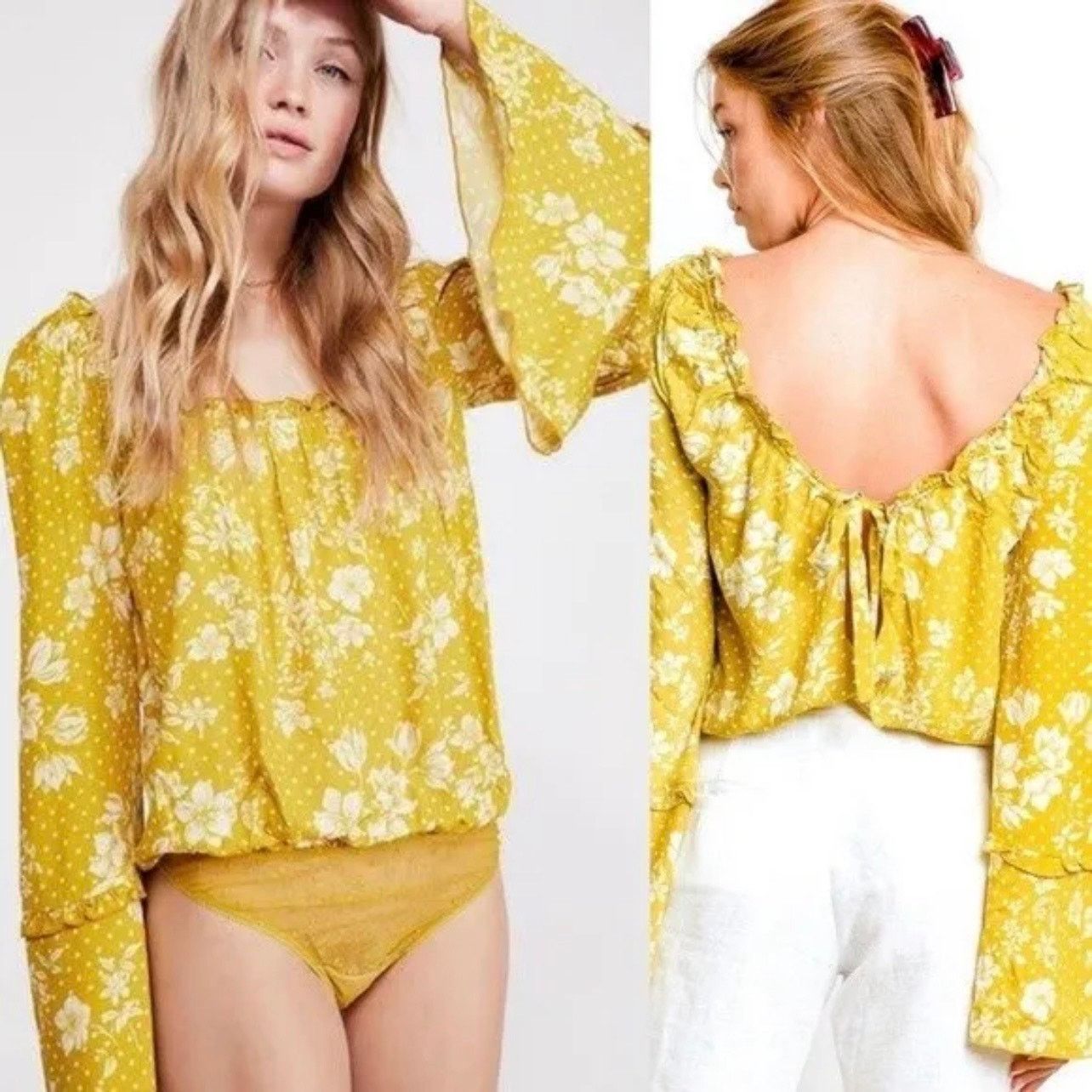 Free People Free People One On One Date Bodysuit Top Bell Sleeve MED Size M / US 6-8 / IT 42-44 - 1 Thumbnail